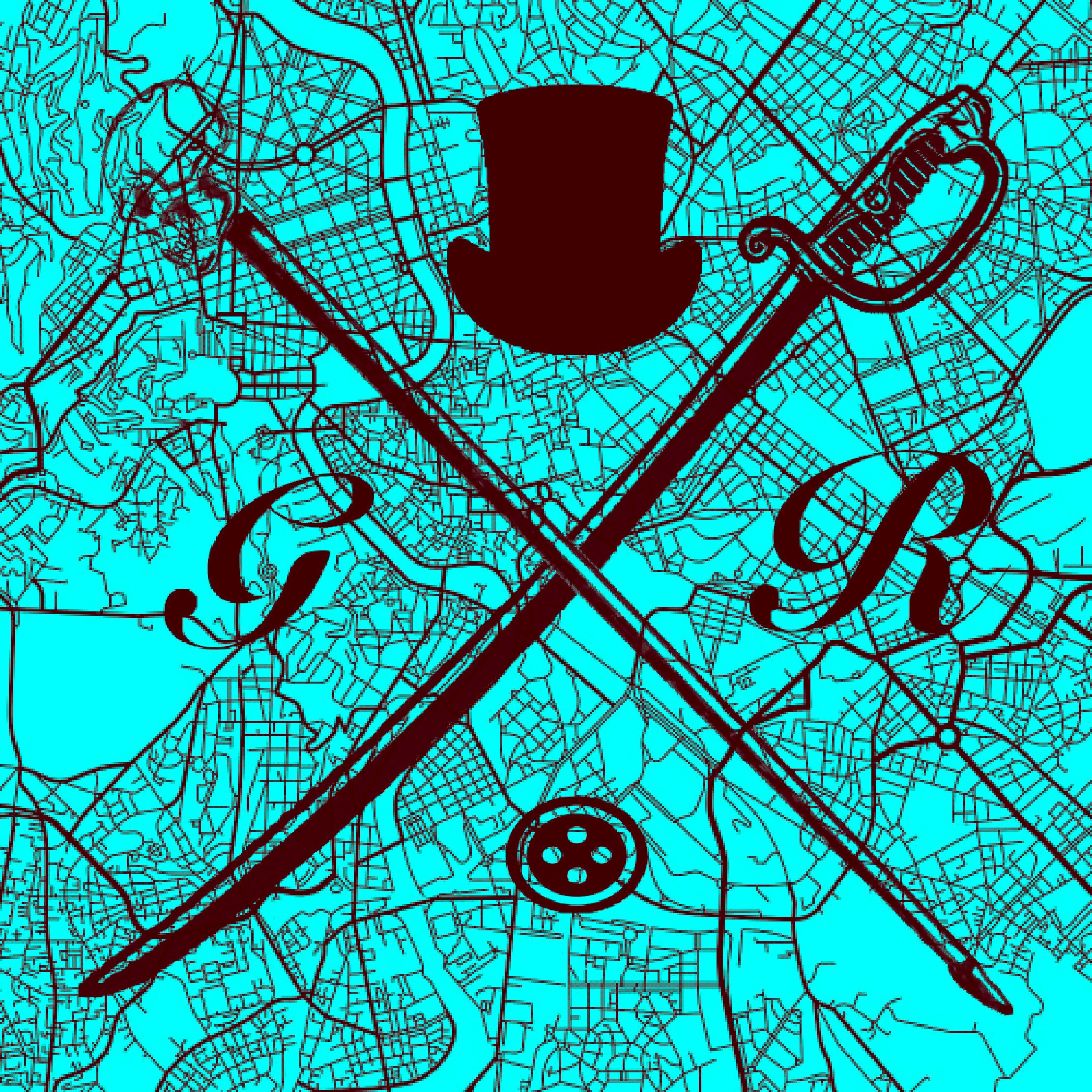 Rome Street Map Turquoise Pocket Square featuring intricate map design and Gentleman Rogue logo, made from 100% silk.