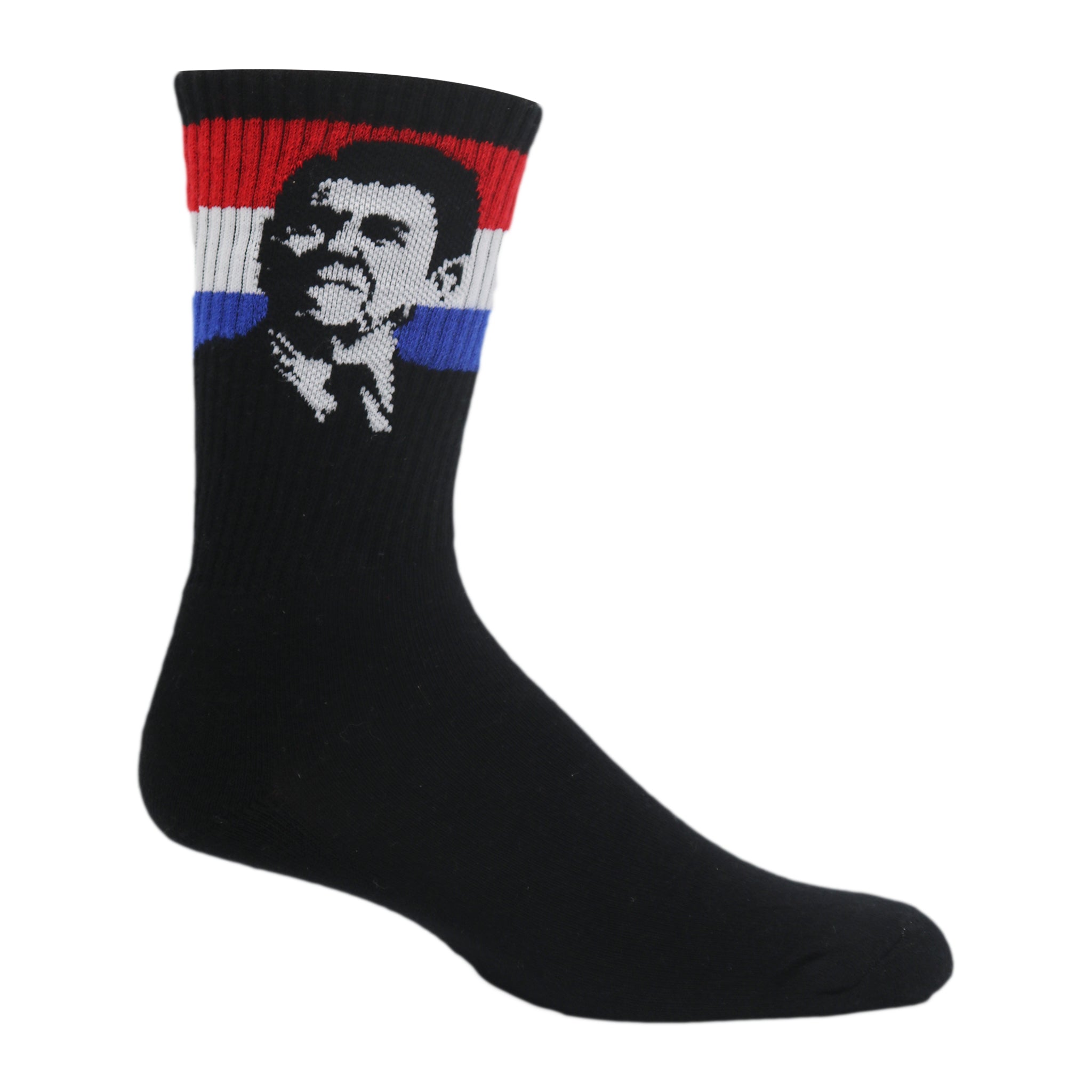 Ronald Reagan Crew Socks featuring the iconic face of the 40th President of the USA, designed for comfort and durability.