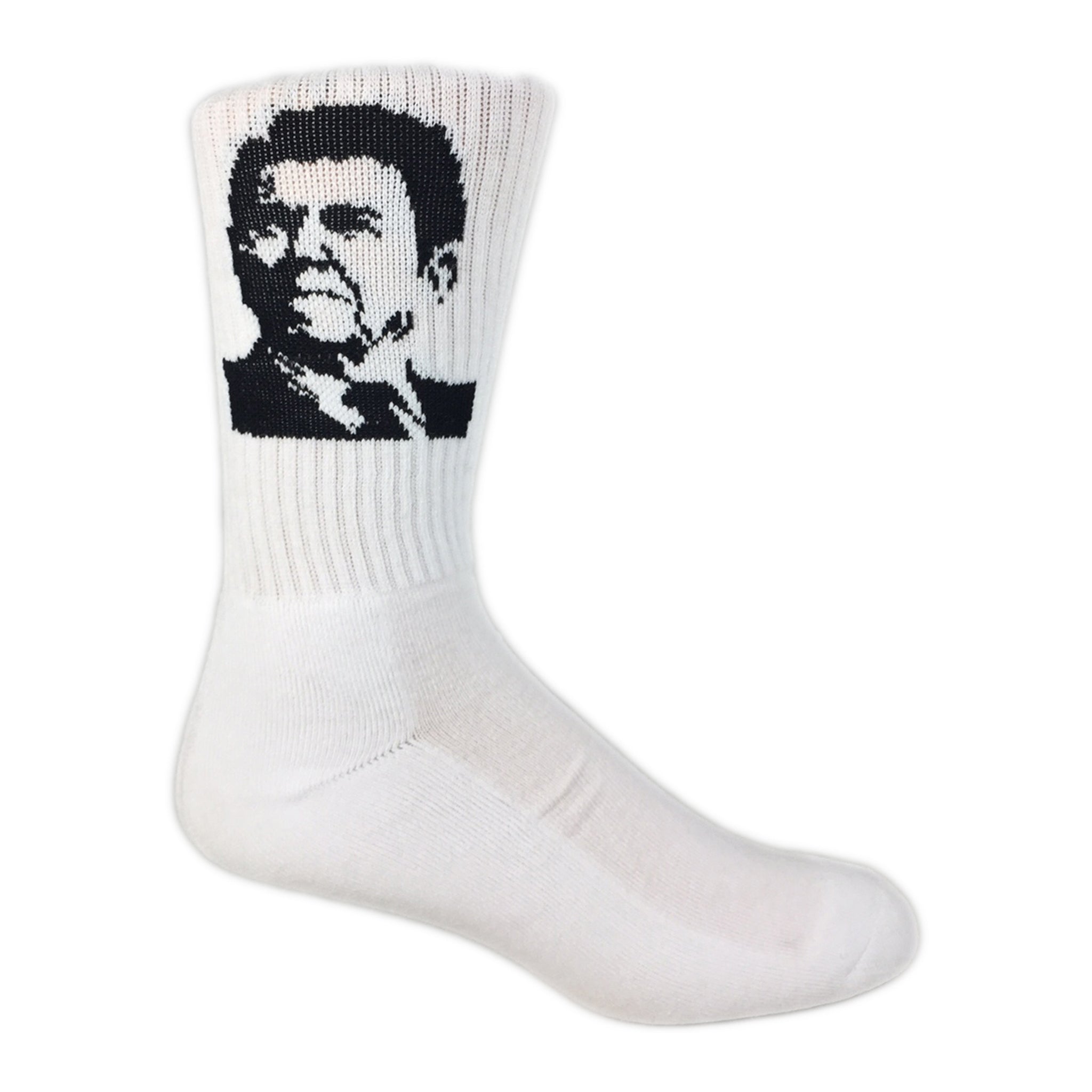 Ronald Reagan Crew Socks featuring the iconic face of the 40th President of the USA, designed for comfort and durability.