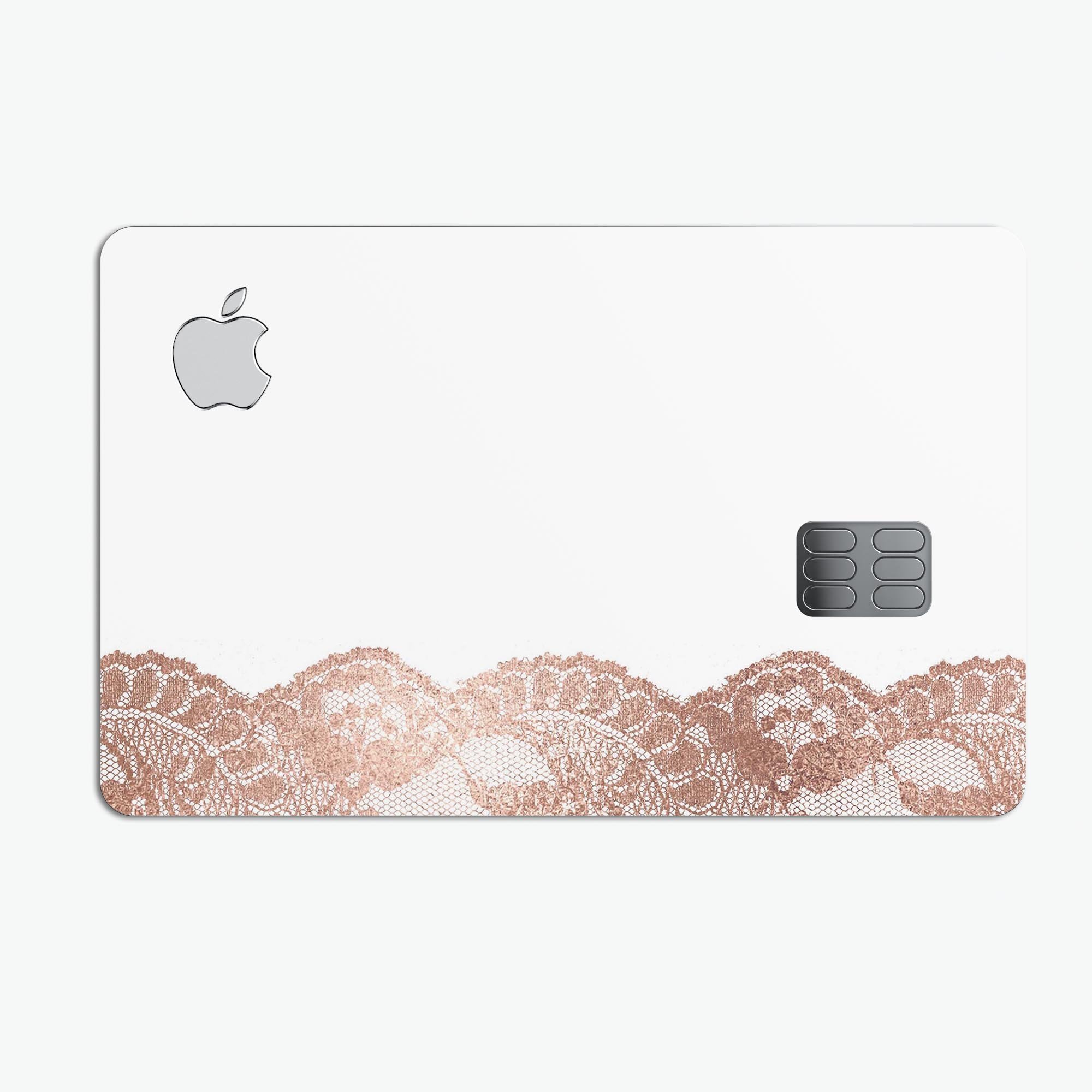 Rose Gold Lace Pattern decal skin for Apple Card, showcasing elegant design and premium quality.