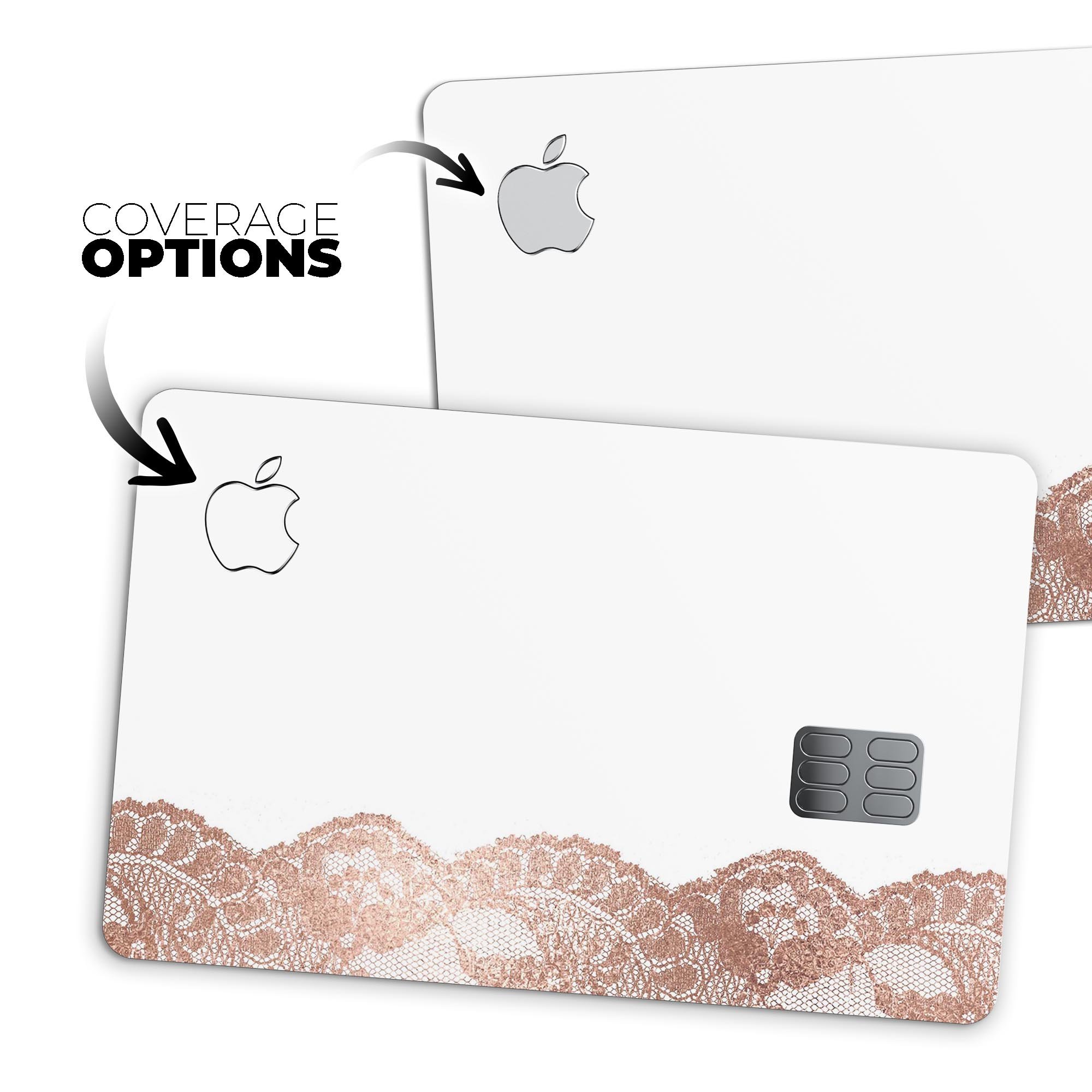 Rose Gold Lace Pattern decal skin for Apple Card, showcasing elegant design and premium quality.