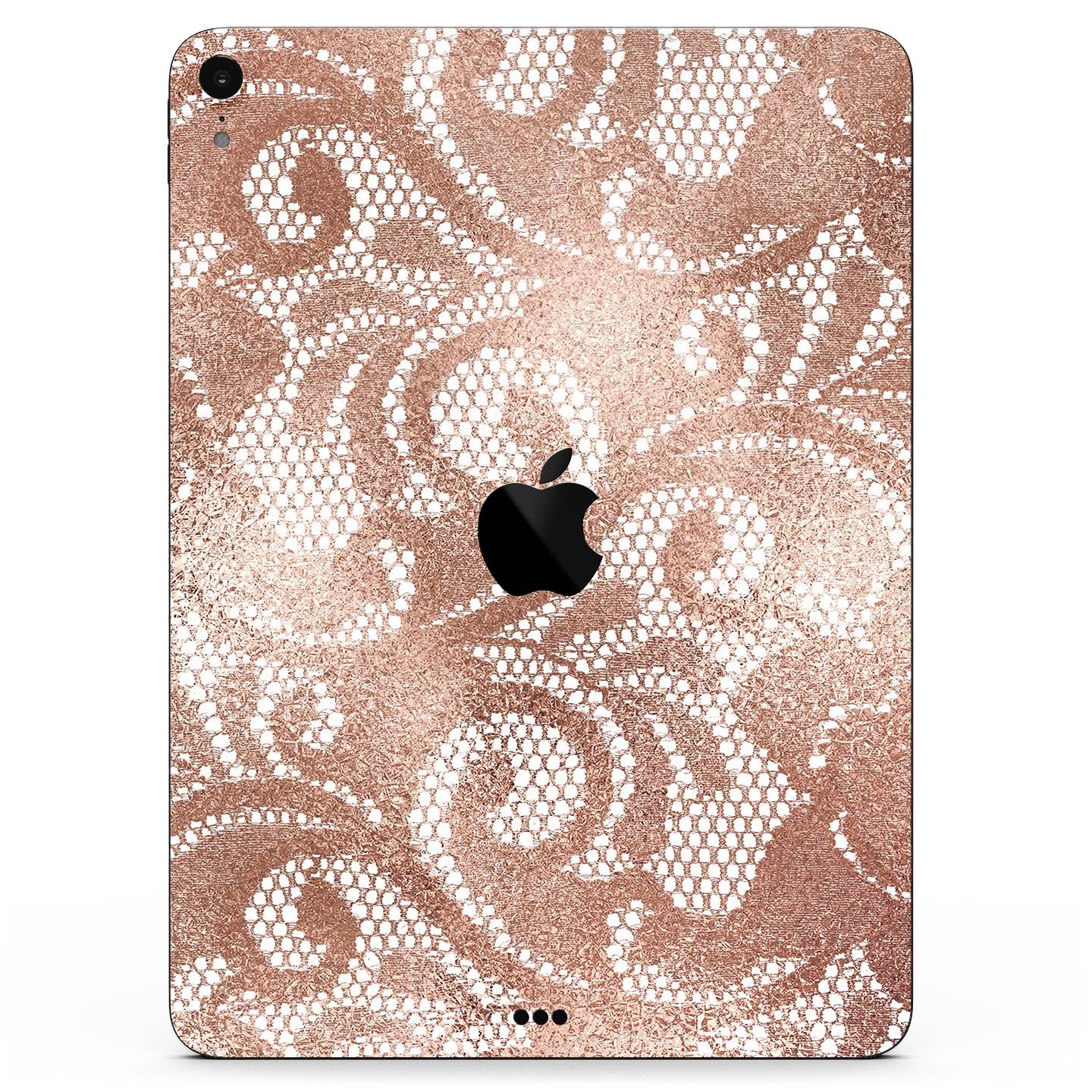 Rose Gold Lace Pattern skin decal for Apple iPad, showcasing intricate lace design and premium finish.