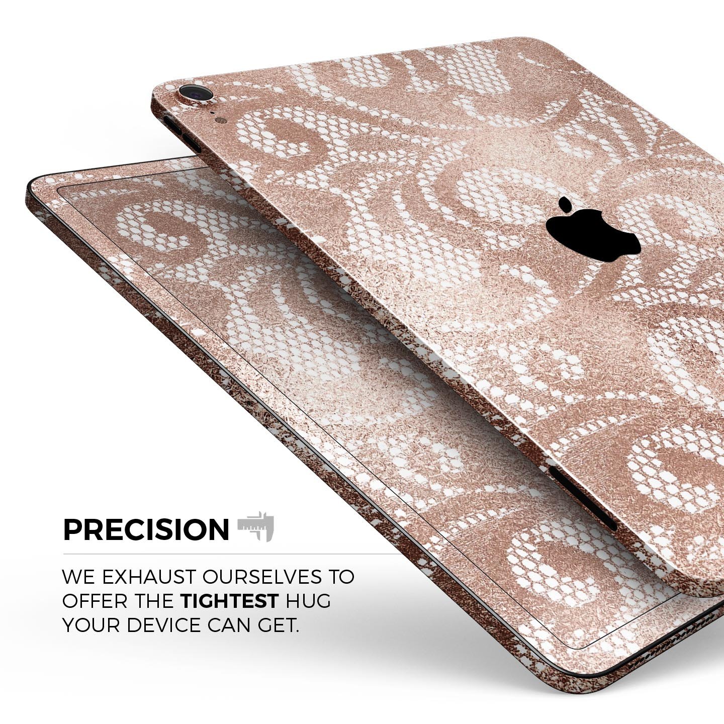 Rose Gold Lace Pattern skin decal for Apple iPad, showcasing intricate lace design and premium finish.