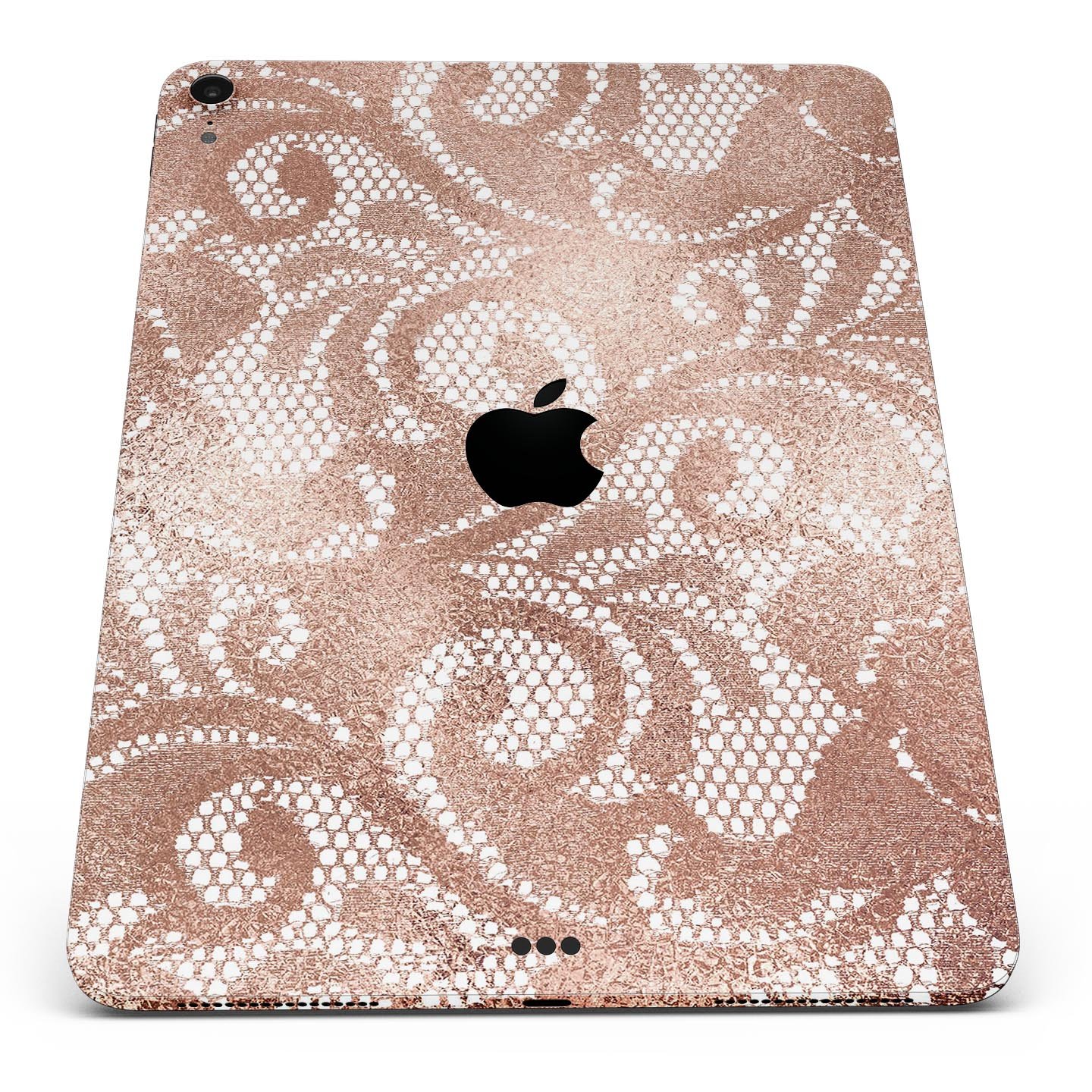 Rose Gold Lace Pattern skin decal for Apple iPad, showcasing intricate lace design and premium finish.