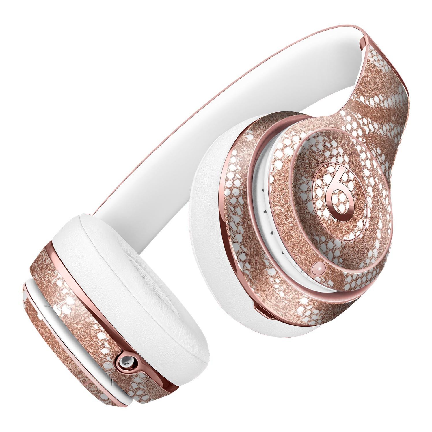 Rose Gold Lace Pattern Skin Kit for Beats by Dre Solo 3 Wireless Headphones, showcasing a stylish design and durable vinyl material.