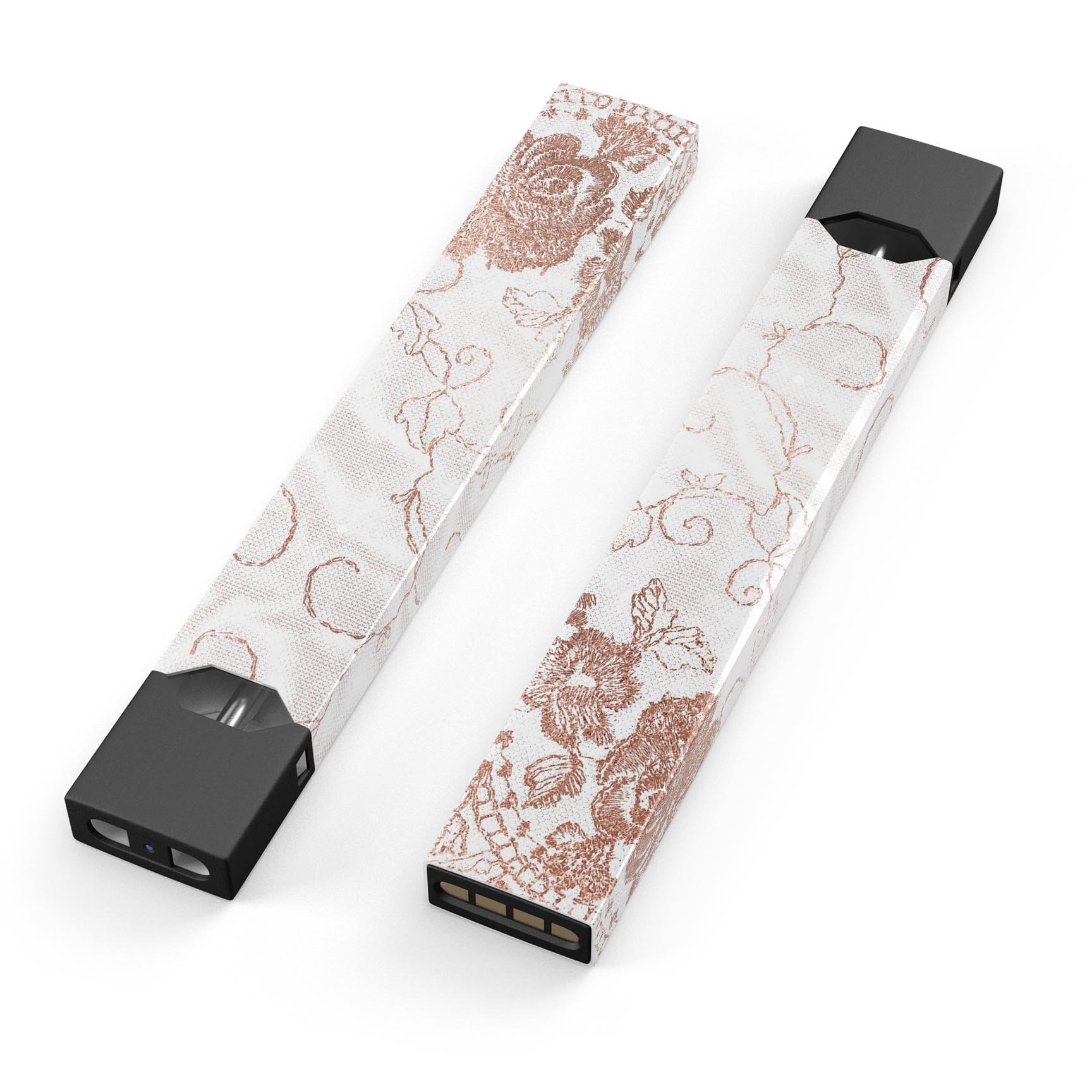 Rose Gold Lace Pattern skin wrap for JUUL vaping device, showcasing intricate lace design and premium quality.