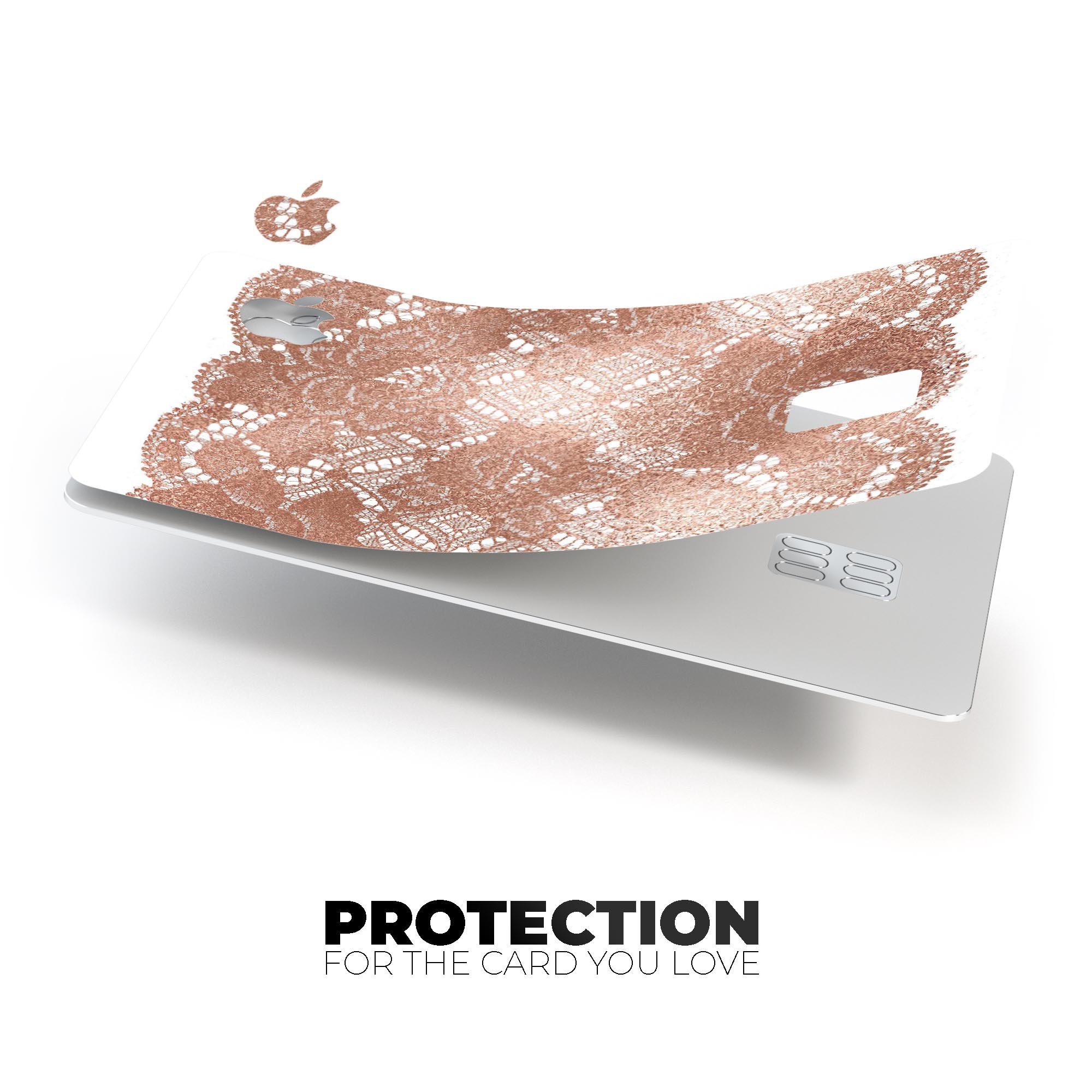 Rose Gold Lace Pattern skin decal for Apple Card, showcasing intricate lace design and premium finish.