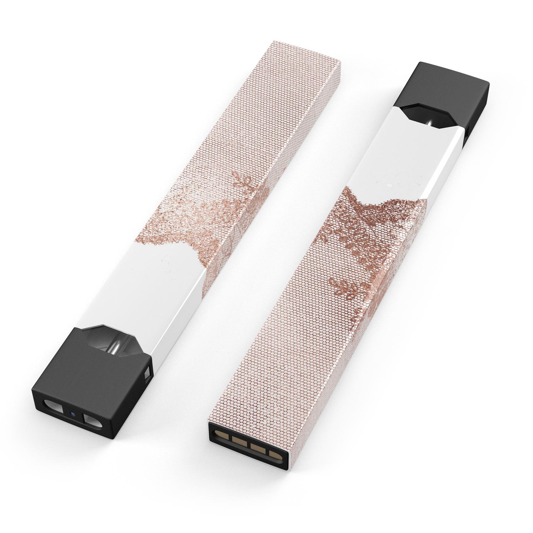 Rose Gold Lace Pattern skin-wrap sticker designed for JUUL vaping device, showcasing intricate lace design and premium quality.