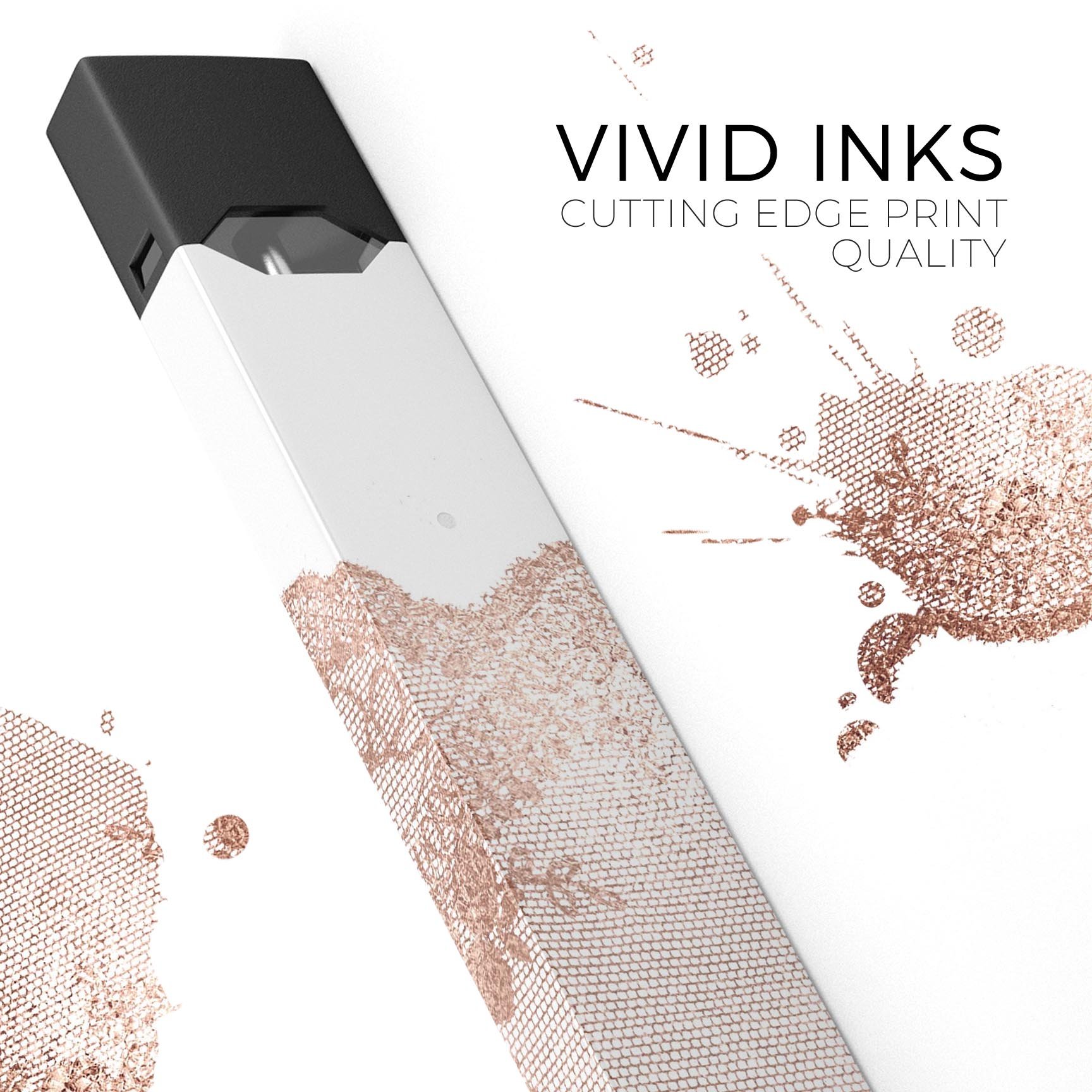 Rose Gold Lace Pattern skin-wrap sticker designed for JUUL vaping device, showcasing intricate lace design and premium quality.