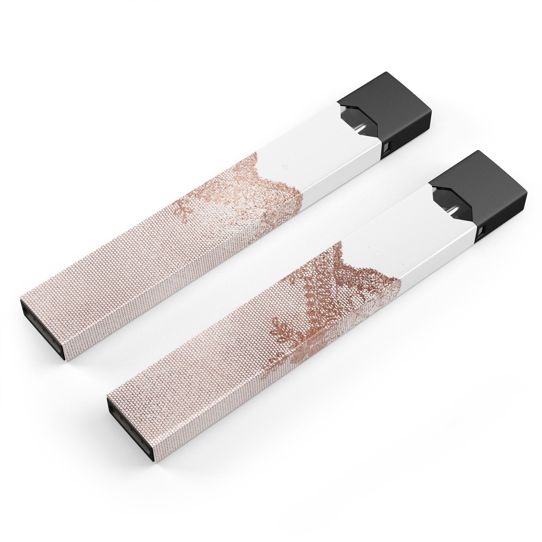 Rose Gold Lace Pattern skin-wrap sticker designed for JUUL vaping device, showcasing intricate lace design and premium quality.