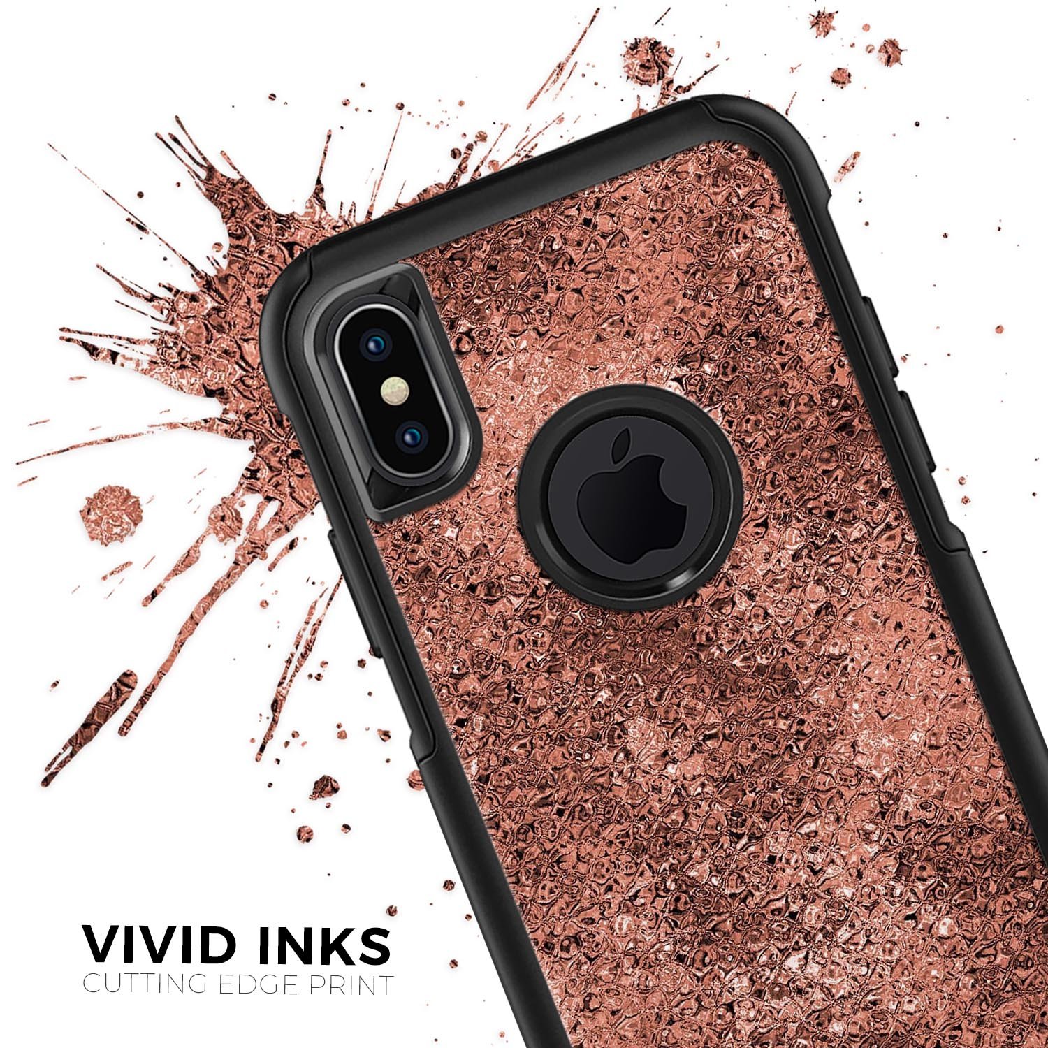 Rose Gold Liquid Abstract Skin Kit for iPhone OtterBox cases, showcasing a stylish design with a dual-layer construction.