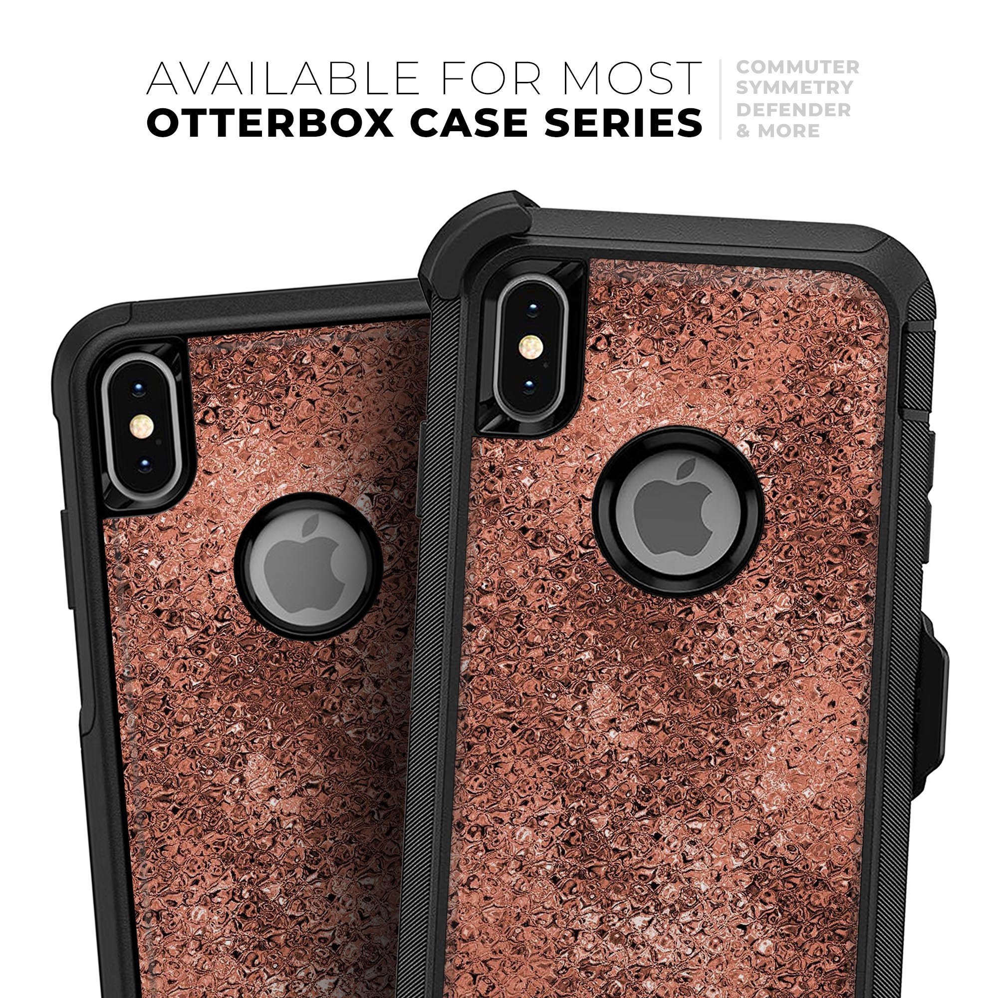 Rose Gold Liquid Abstract Skin Kit for iPhone OtterBox cases, showcasing a stylish design with a dual-layer construction.