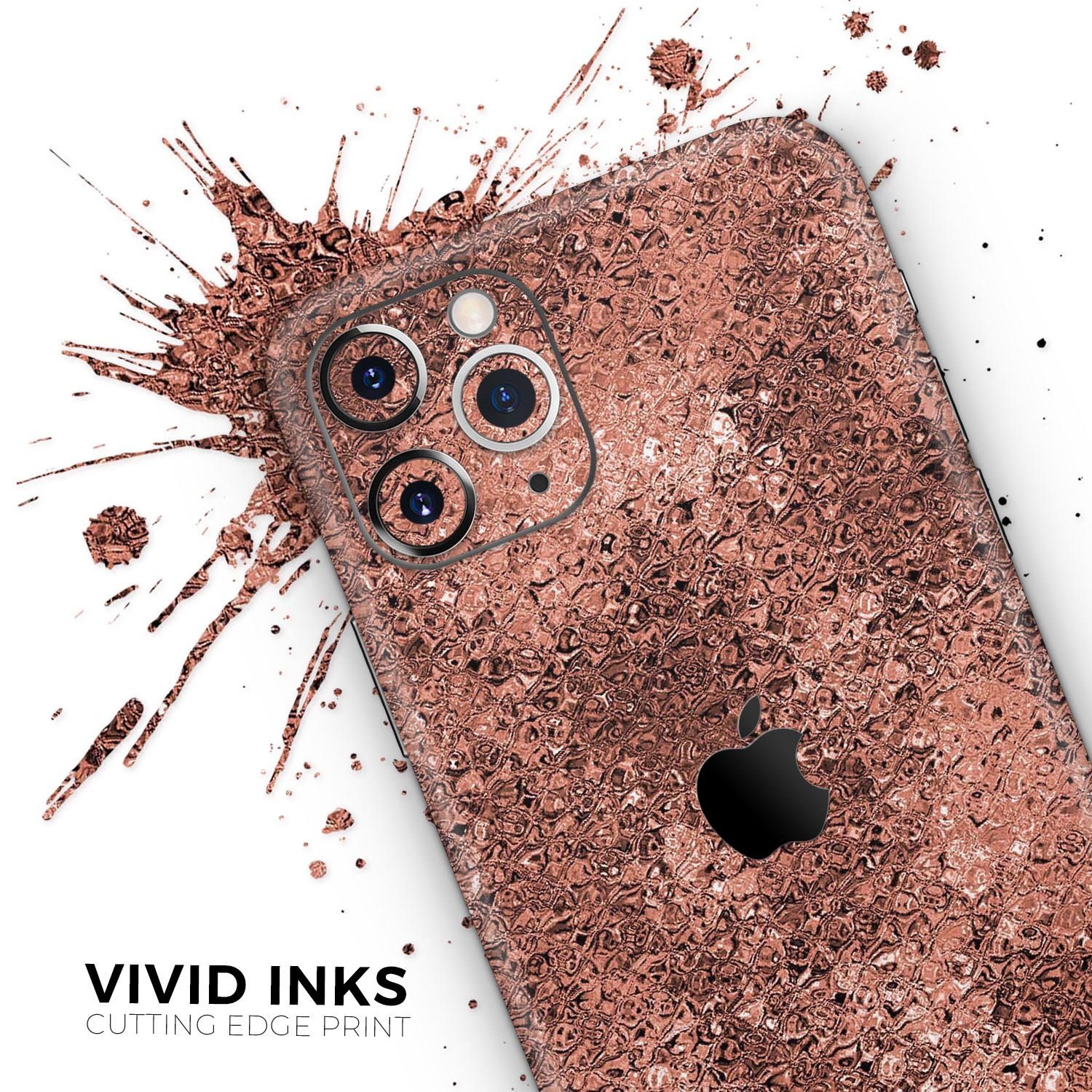 Rose Gold Liquid Abstract Skin-Kit for Apple iPhone, showcasing a stylish abstract design on a sleek vinyl surface.