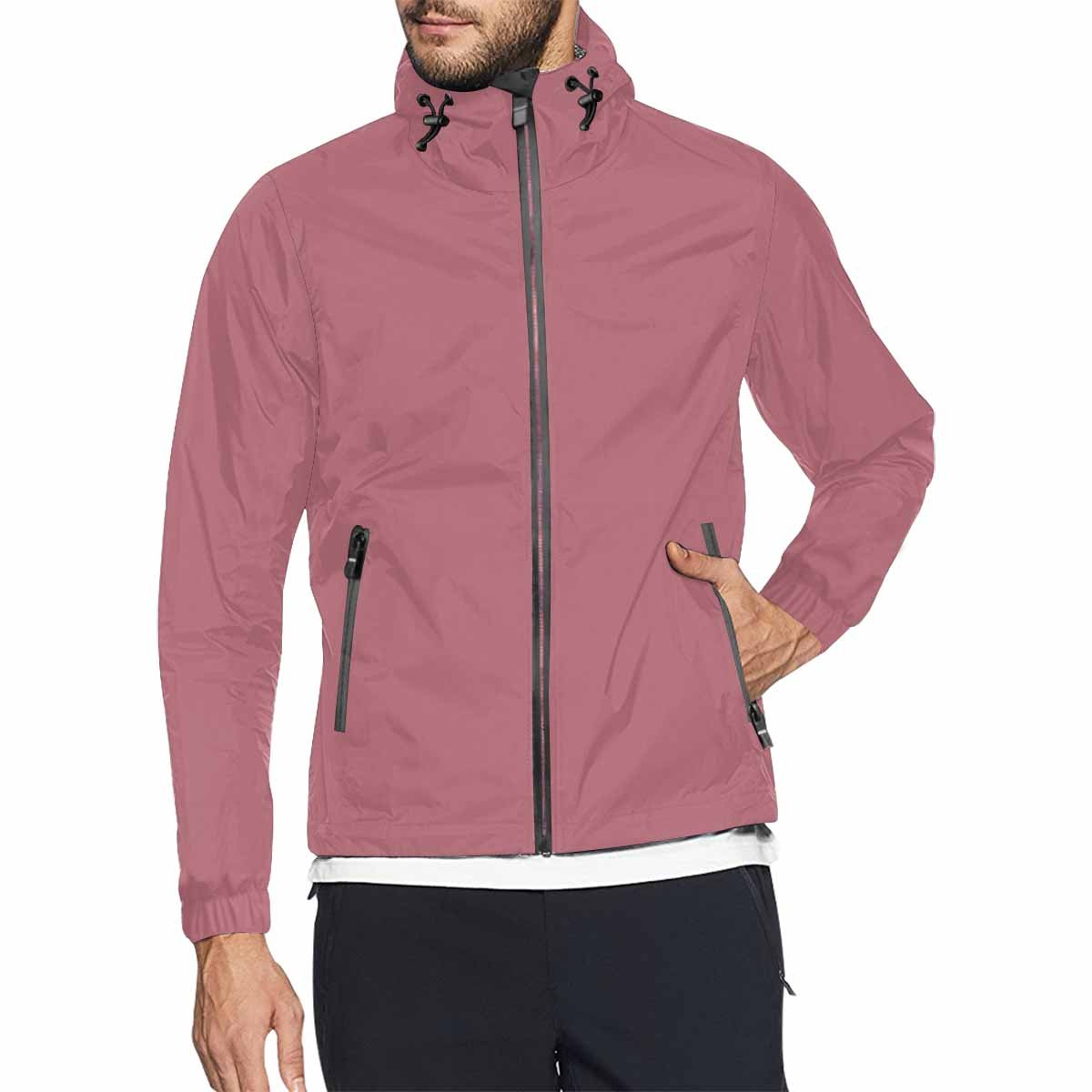 Rose Gold Red Hooded Windbreaker Jacket for men and women, featuring a stylish design with zippered pockets and adjustable hood.