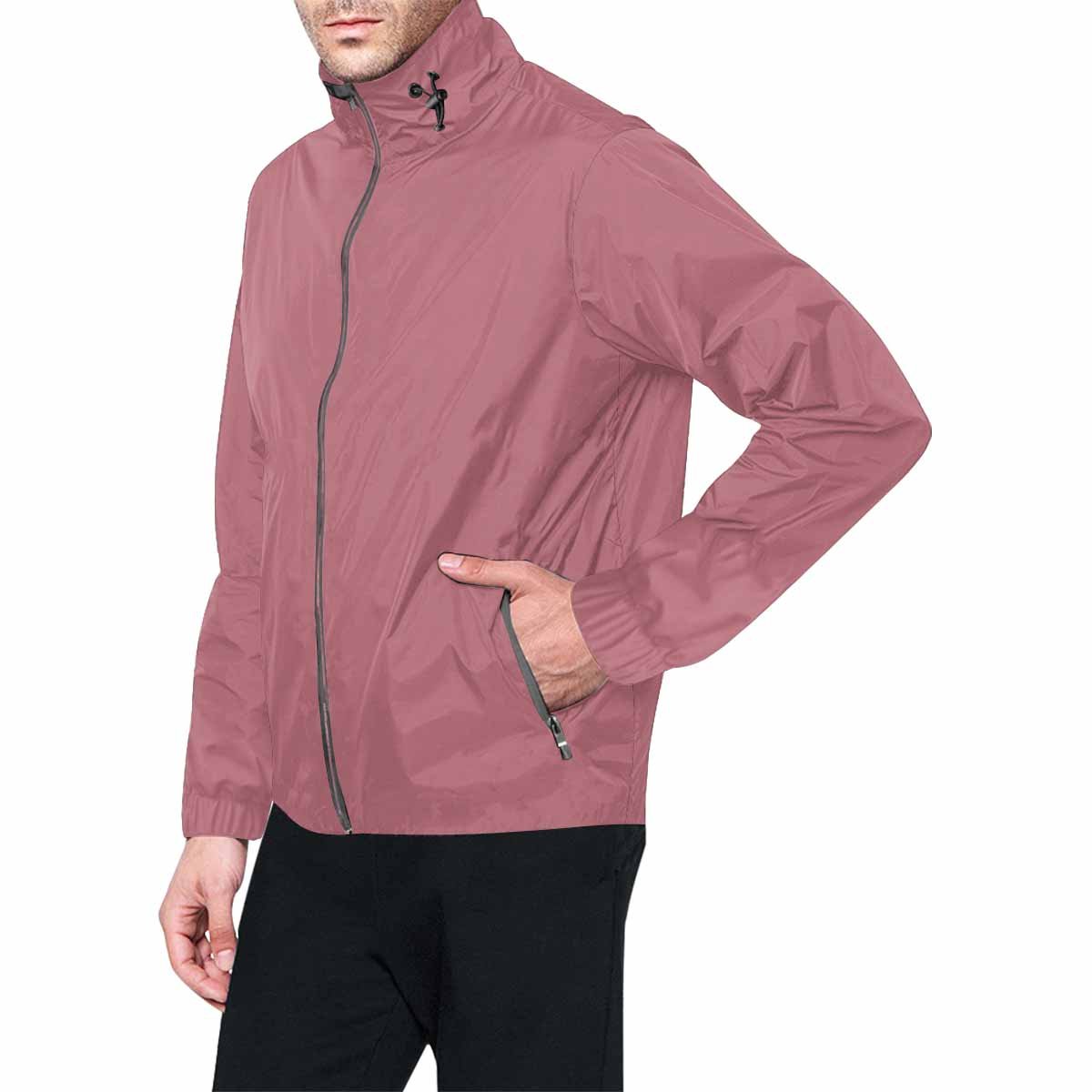 Rose Gold Red Hooded Windbreaker Jacket for men and women, featuring a stylish design with zippered pockets and adjustable hood.