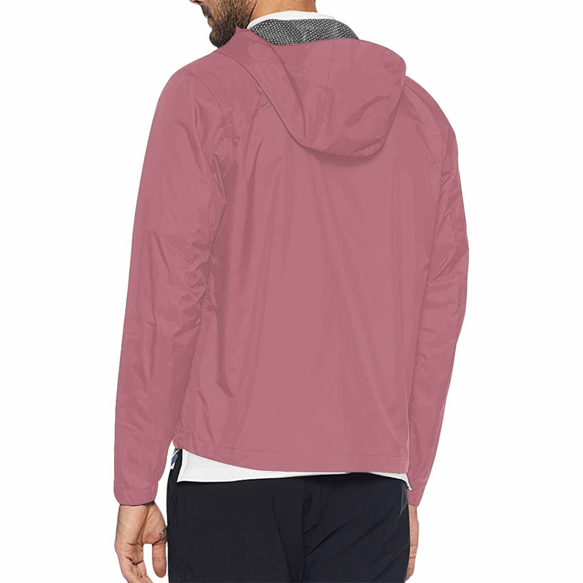 Rose Gold Red Hooded Windbreaker Jacket for men and women, featuring a stylish design with zippered pockets and adjustable hood.