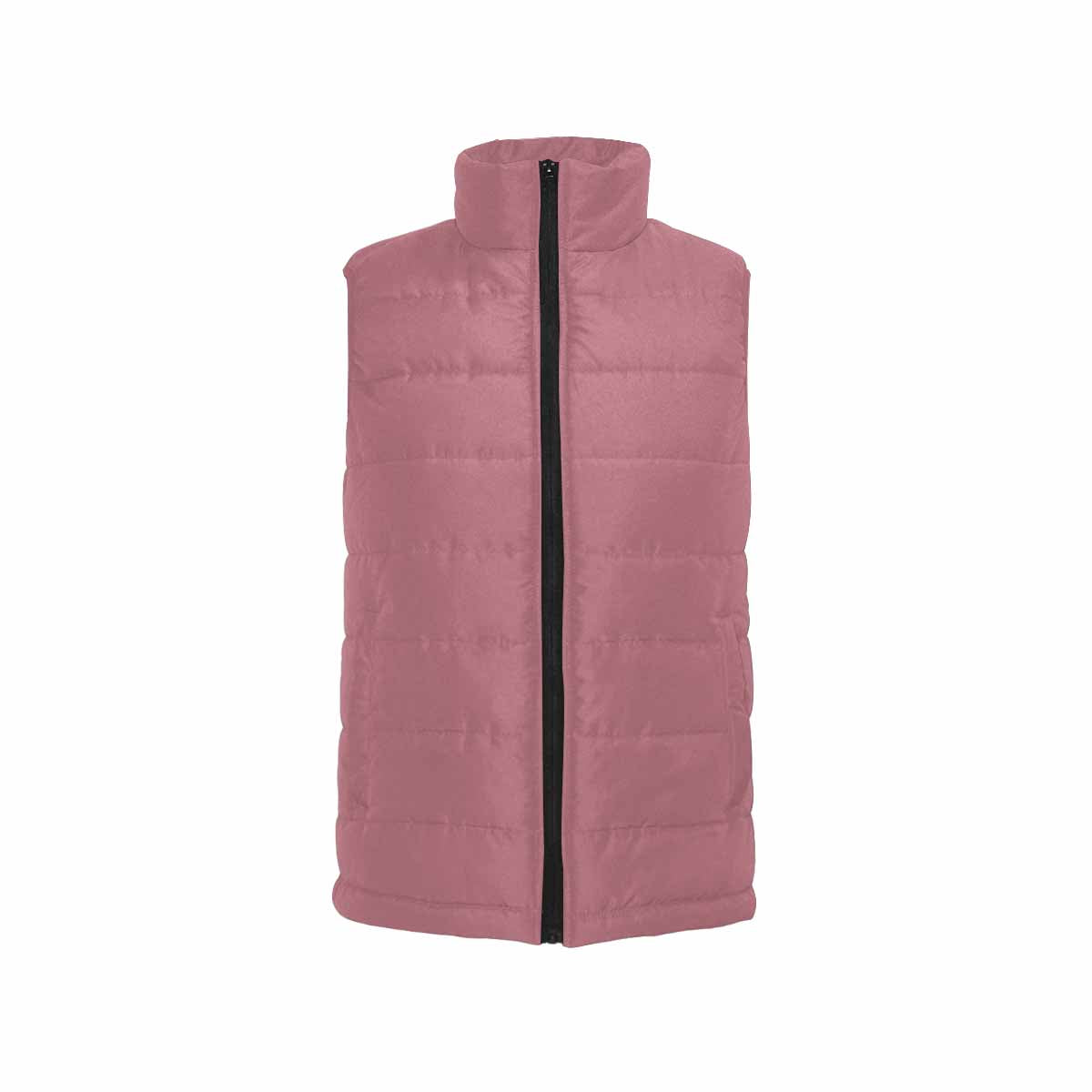 Rose Gold Red Men's Padded Vest featuring a quilted design and zipper closure, perfect for stylish warmth.