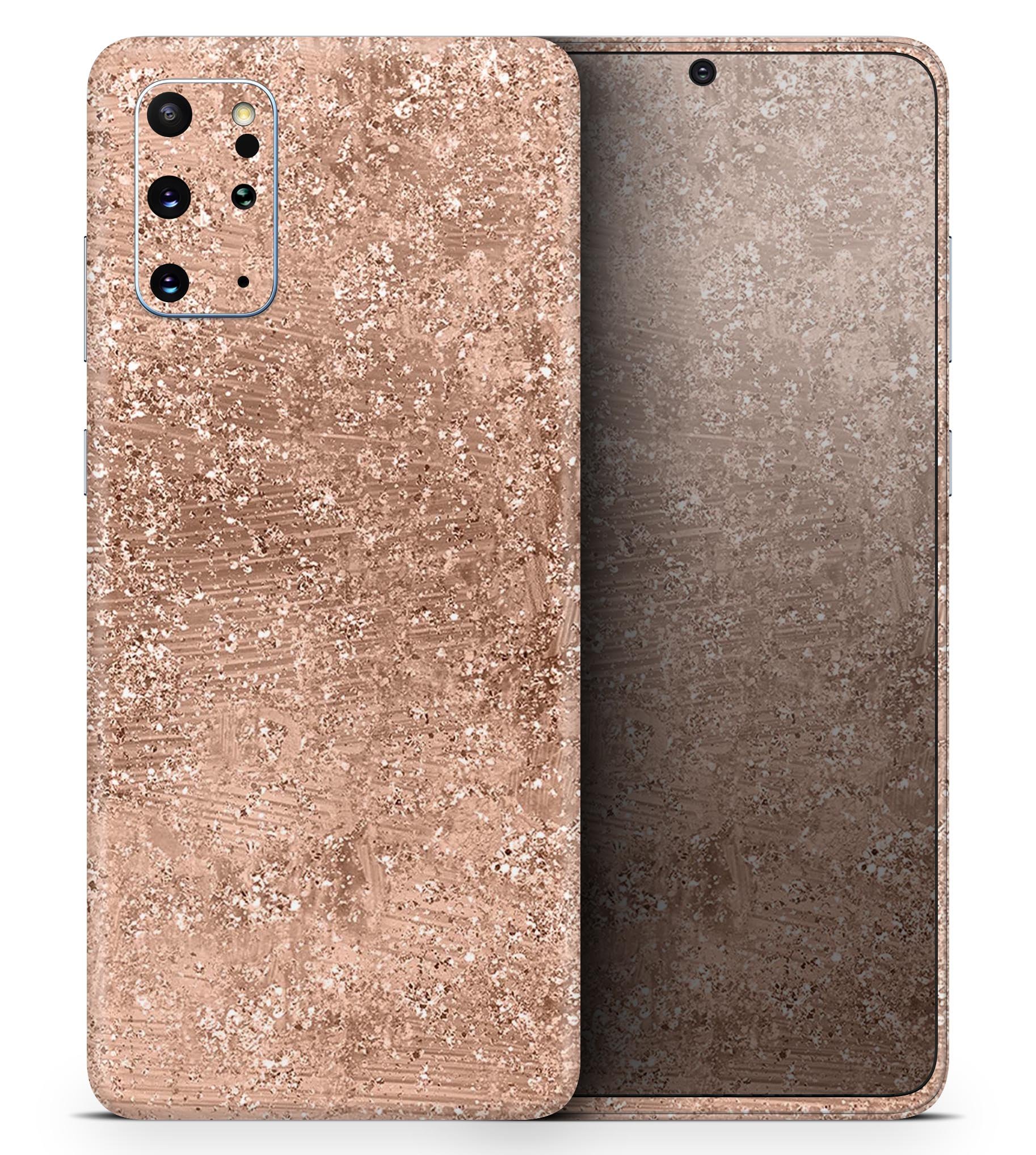 Rose Gold Scratched Skin-Kit for Samsung Galaxy S20, showcasing a stylish design with a premium vinyl finish.