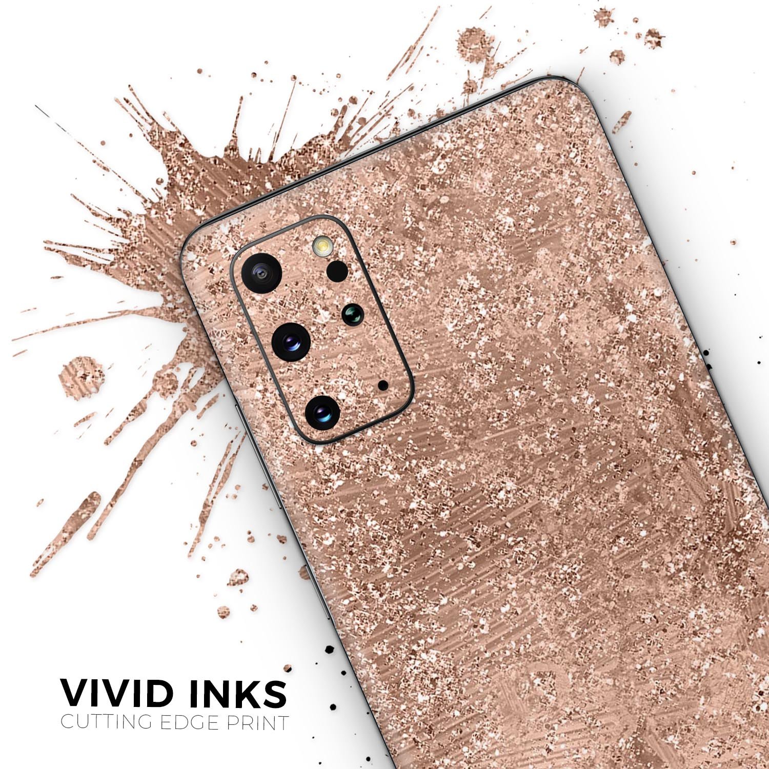 Rose Gold Scratched Skin-Kit for Samsung Galaxy S20, showcasing a stylish design with a premium vinyl finish.