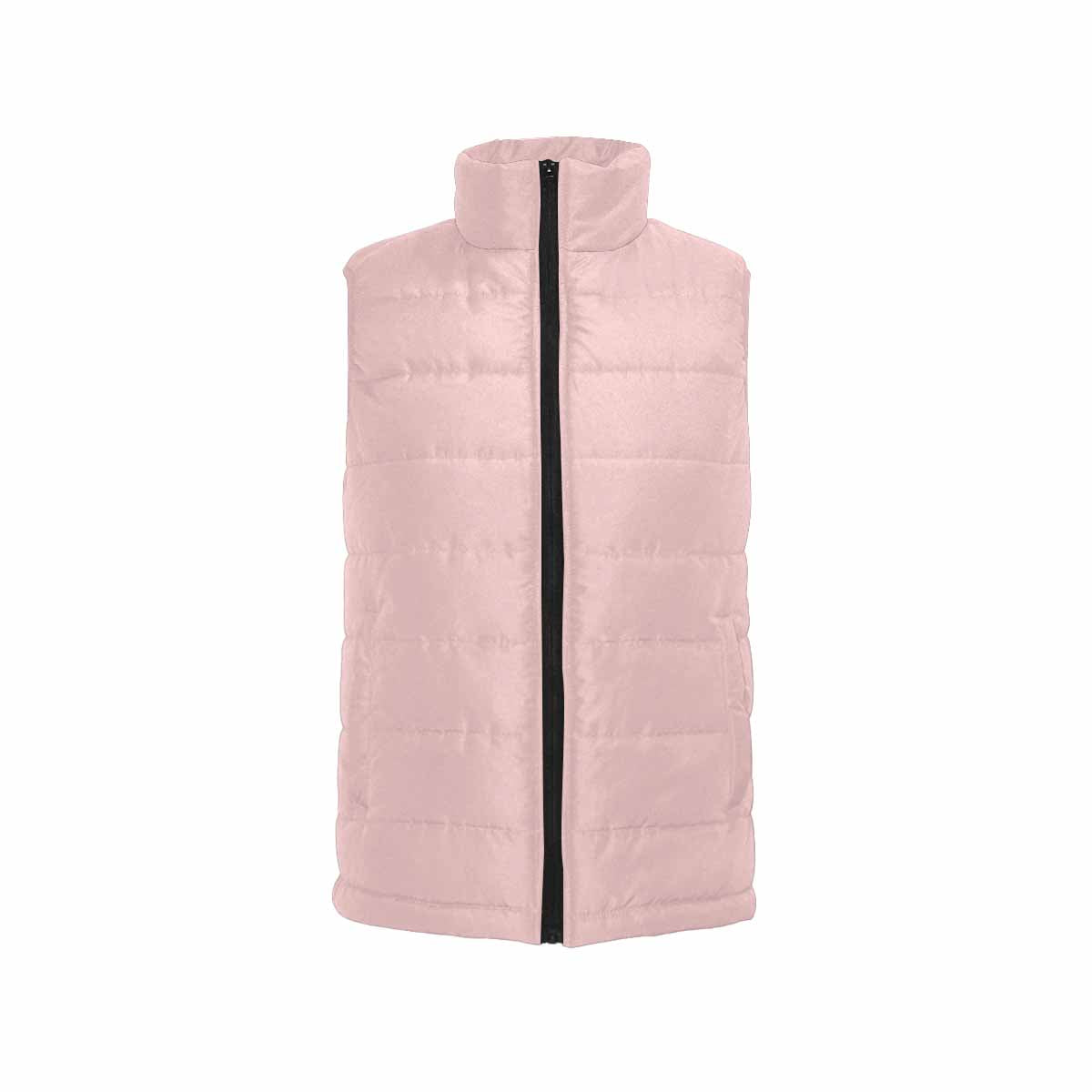 Rose Quartz Red Men's Padded Vest featuring a quilted design and zipper closure, made from high-grade matte cloth and cotton filling.