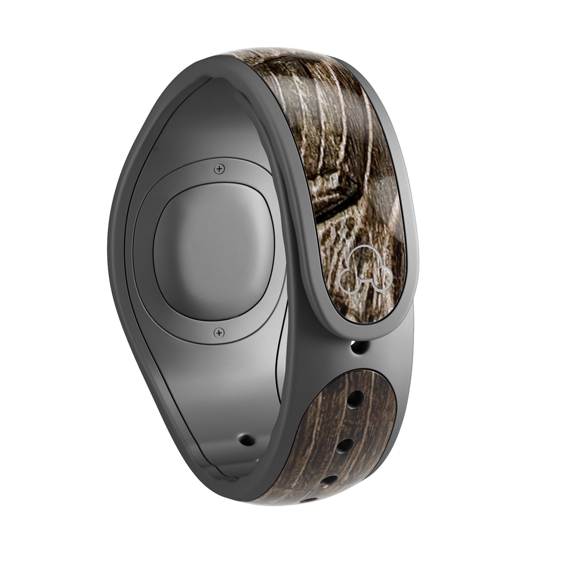 Rough Textured Dark Wooden Planks decal skin wrap kit for Disney Magic Band, showcasing a rustic design and high-quality finish.