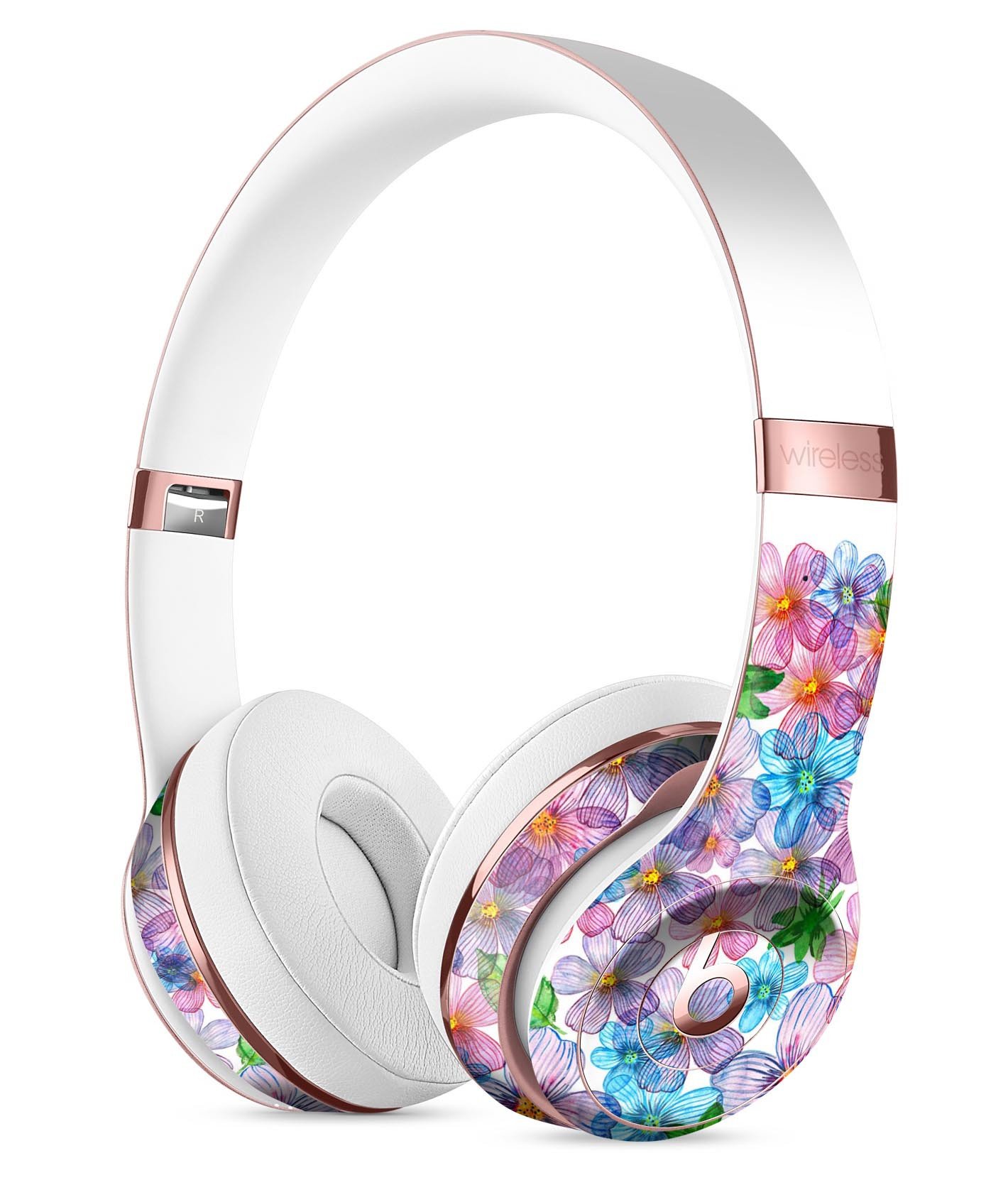 Rounded Flower Cluster Skin Kit for Beats by Dre Solo 3, showcasing vibrant floral design on premium vinyl.