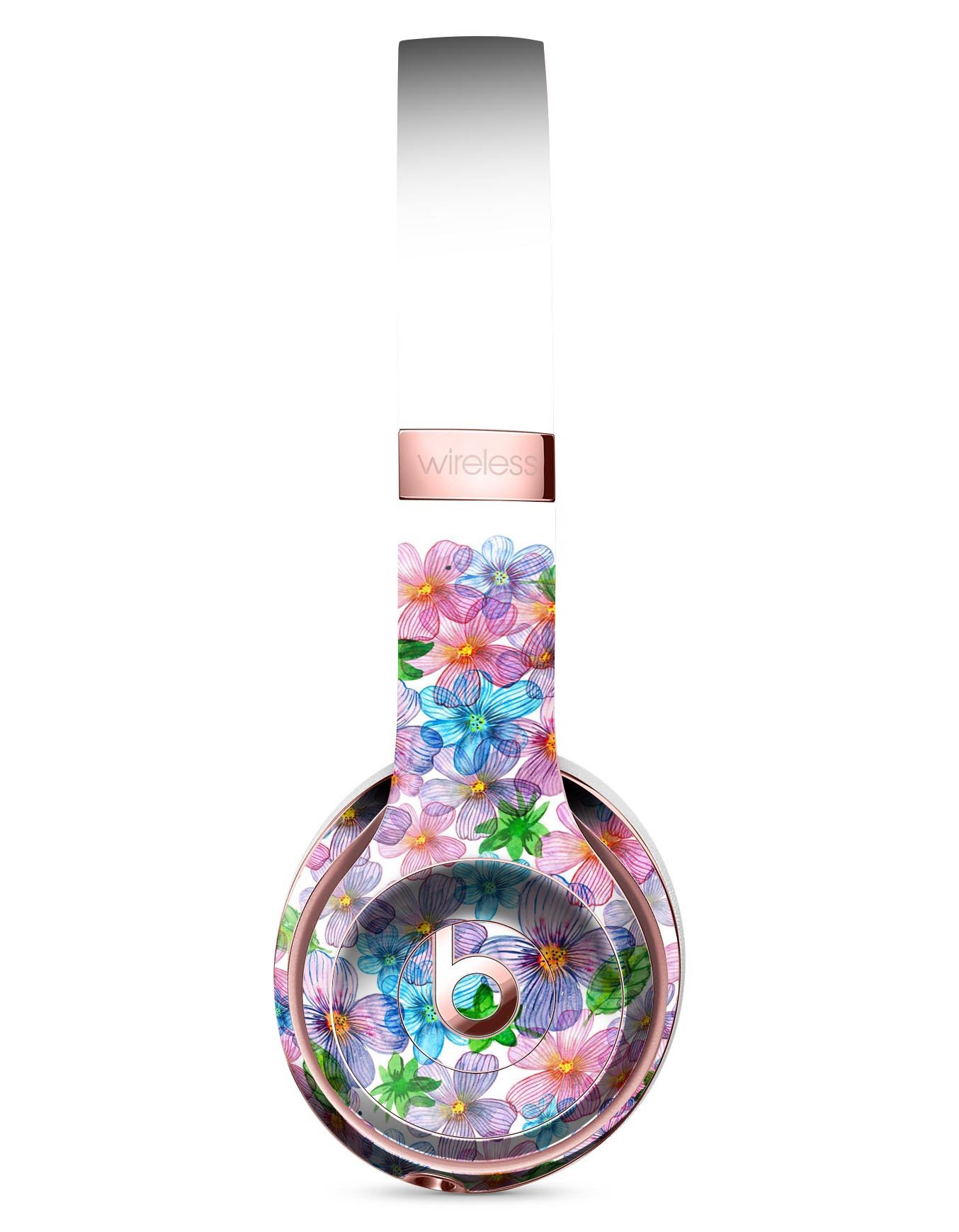 Rounded Flower Cluster Skin Kit for Beats by Dre Solo 3, showcasing vibrant floral design on premium vinyl.