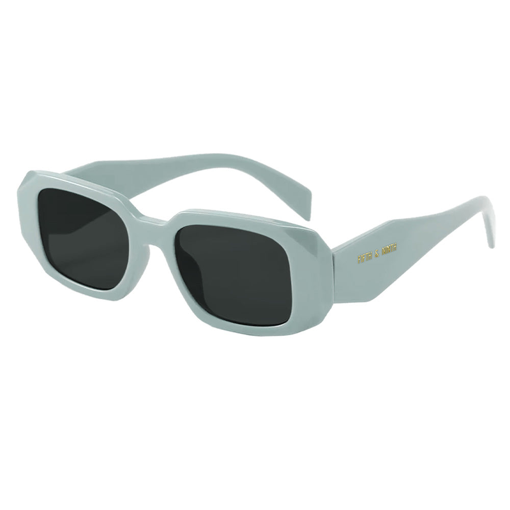 Rowe Polarized Sunglasses featuring a sleek design with polarized lenses and a high-quality frame, displayed with a transparent travel case.