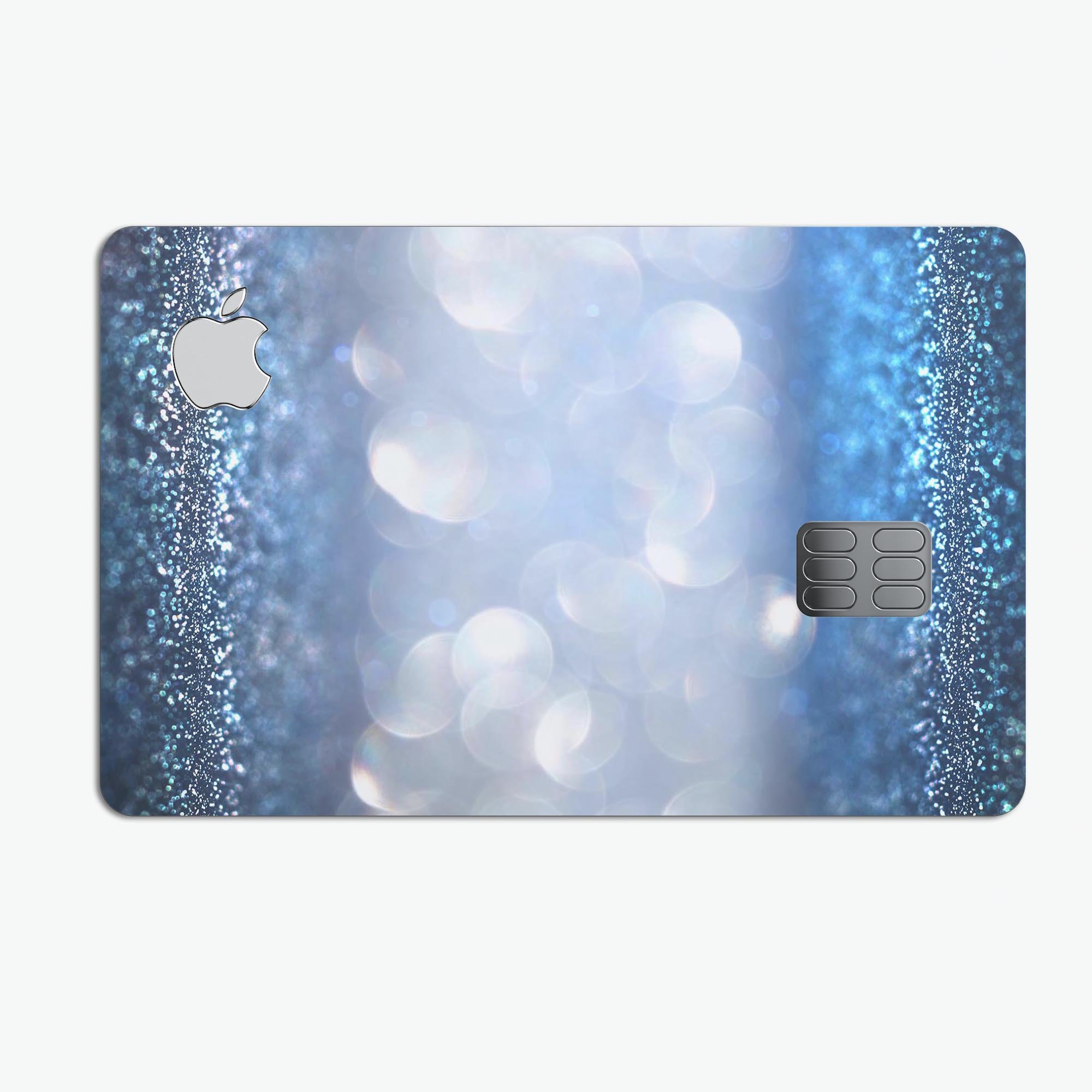 Royal Blue and Silver Glowing Orbs of Light decal on an Apple Card, showcasing its vibrant design and premium quality.