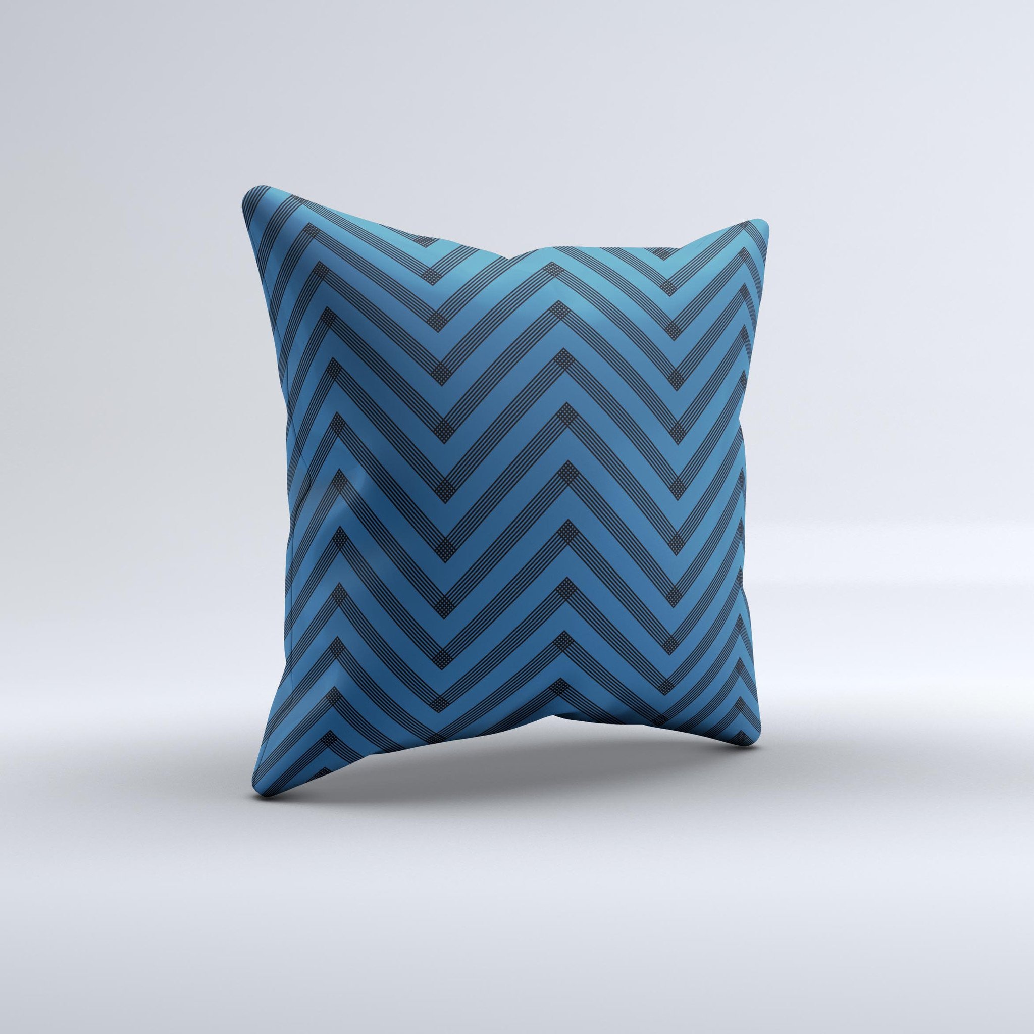 Royal Blue and Black Sketch Chevron Decorative Throw Pillow, handcrafted with high thread count fabric and unique design.