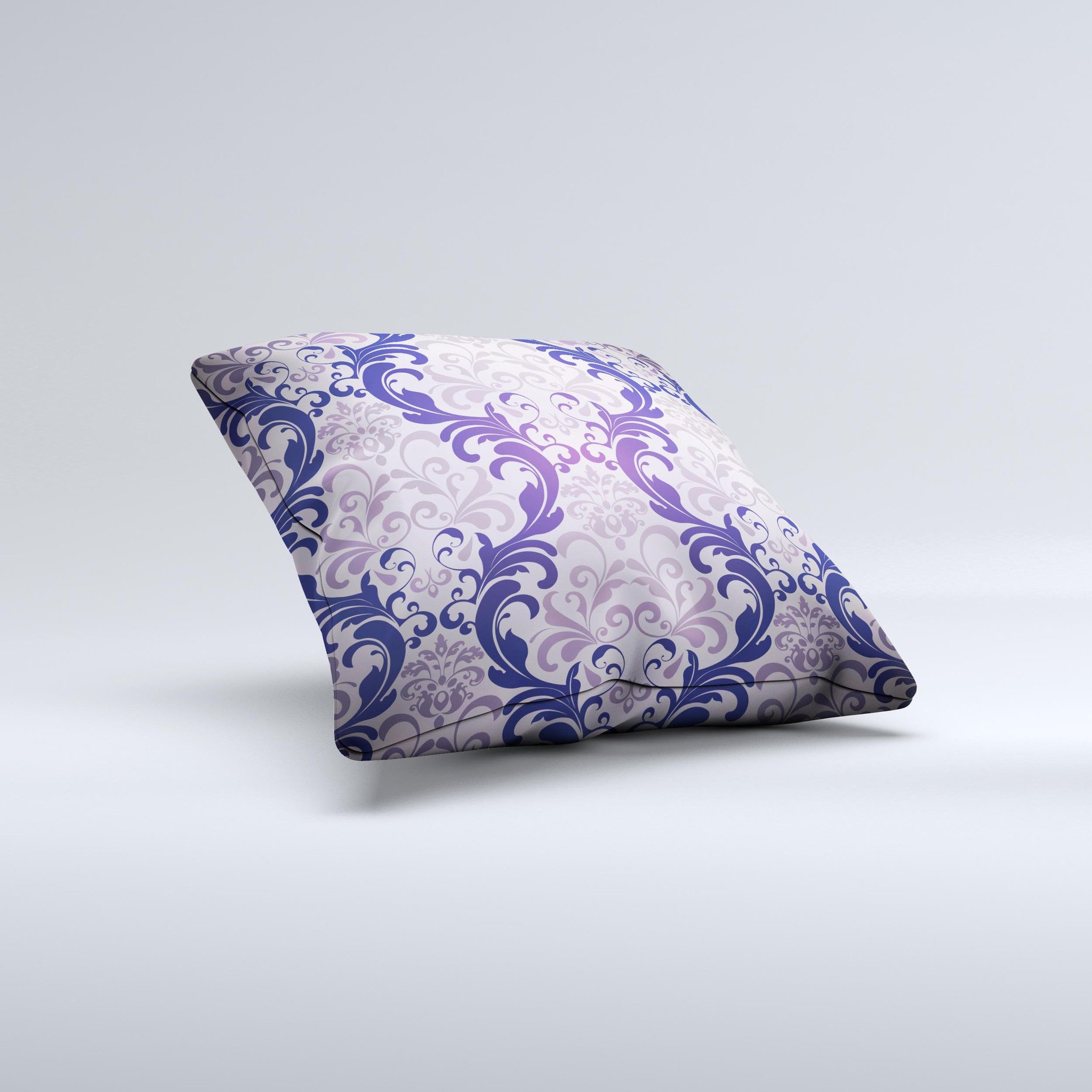 Royal Purple Laced Wallpaper Throw Pillow featuring intricate design and high-quality fabric, handmade in Virginia.