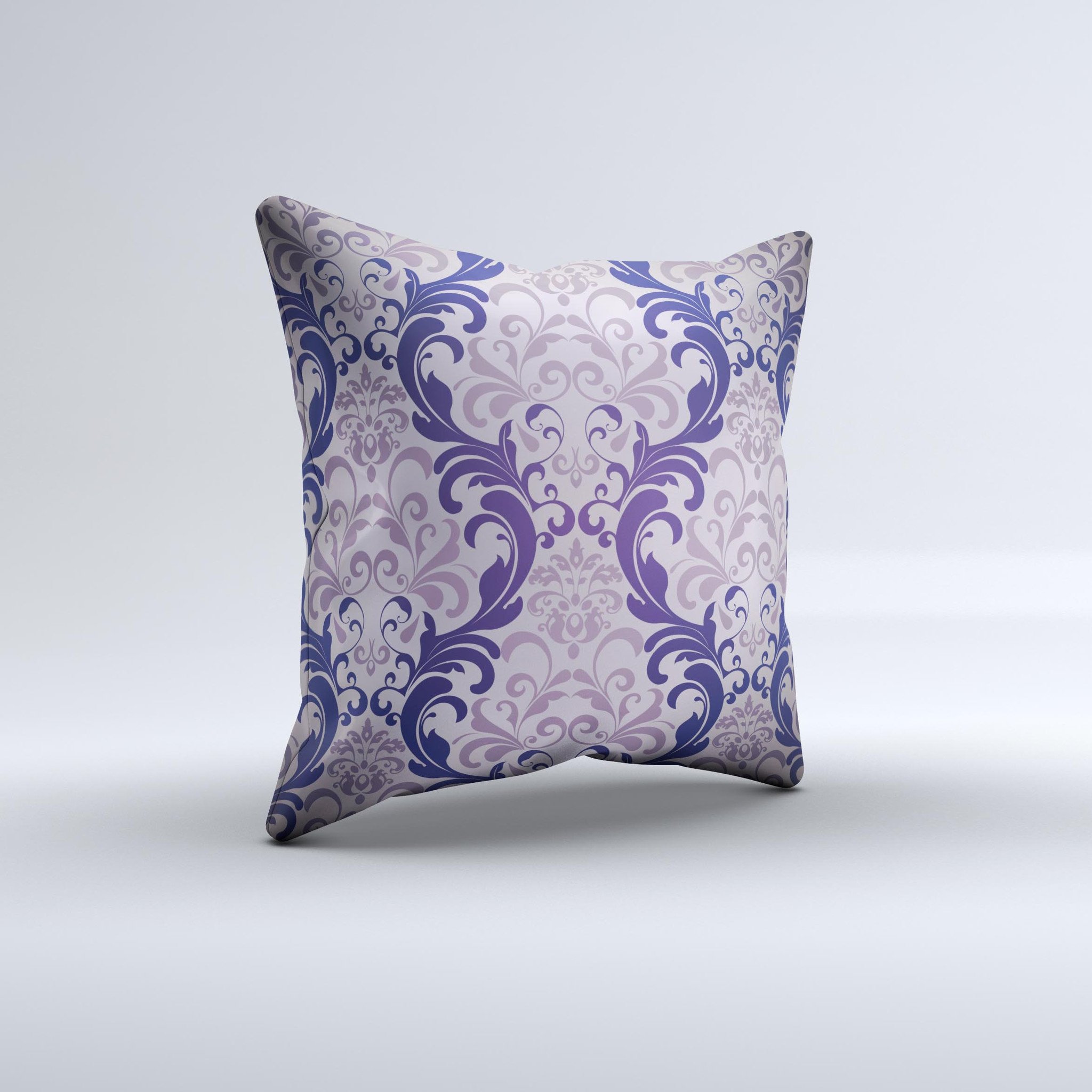 Royal Purple Laced Wallpaper Throw Pillow featuring intricate design and high-quality fabric, handmade in Virginia.