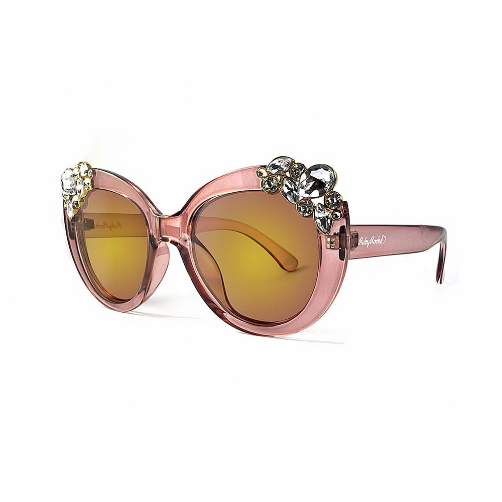 Ruby Rocks Ladies 'Dubai' Gem Detail Sunglasses in Crystal Pink with gem-encrusted corners and stylish design.