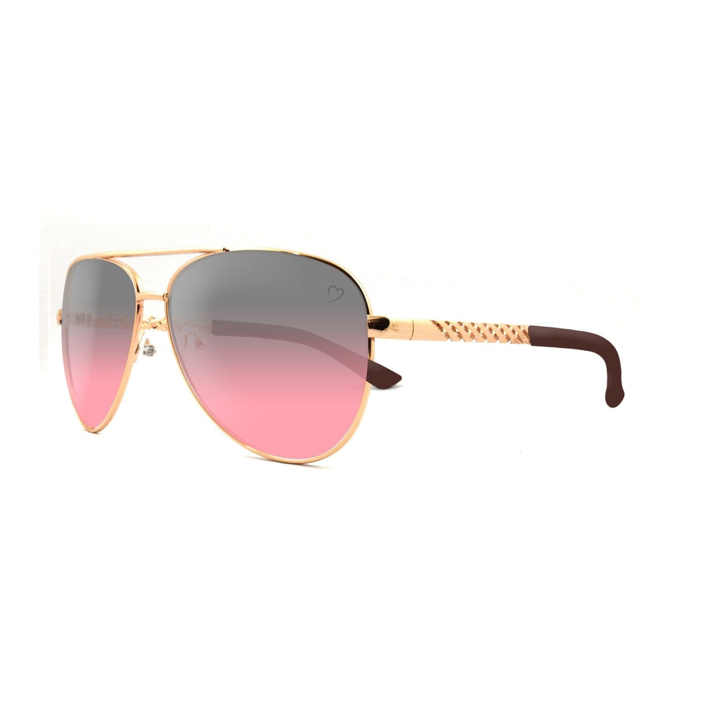 Ruby Rocks 'Dominica' Aviator Sunglasses with light gold frame and pink gradient lenses.