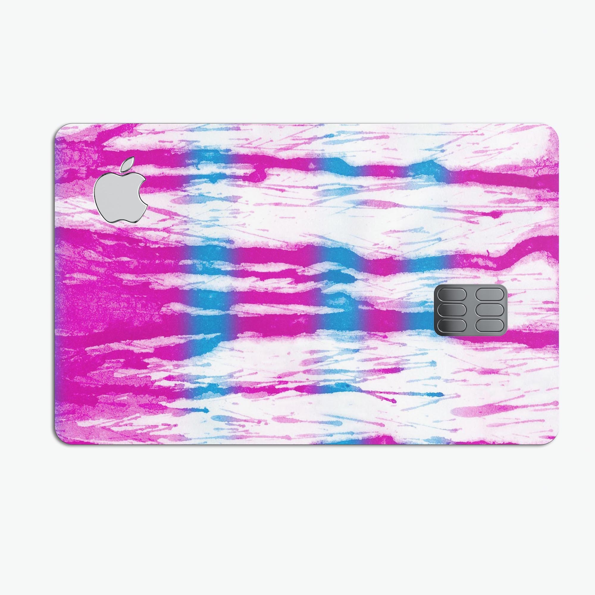 Running Blue and Pink WaterColor Paint decal for Apple Card, showcasing vibrant colors and premium vinyl material.