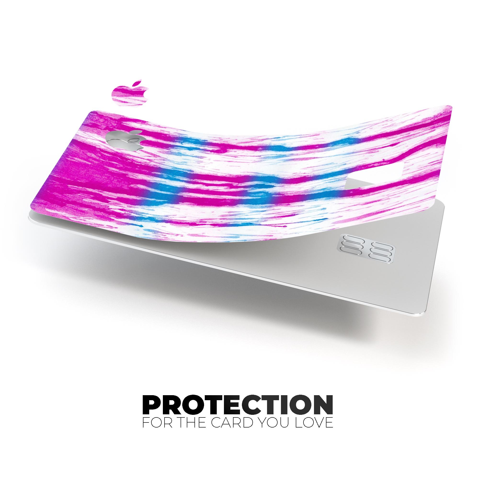 Running Blue and Pink WaterColor Paint decal for Apple Card, showcasing vibrant colors and premium vinyl material.