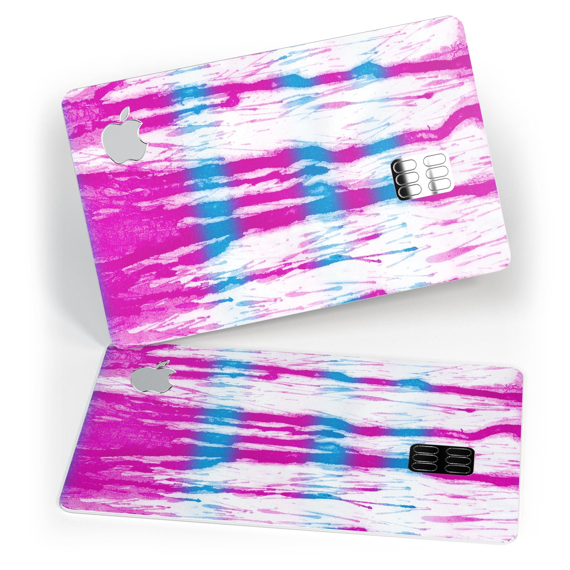 Running Blue and Pink WaterColor Paint decal for Apple Card, showcasing vibrant colors and premium vinyl material.