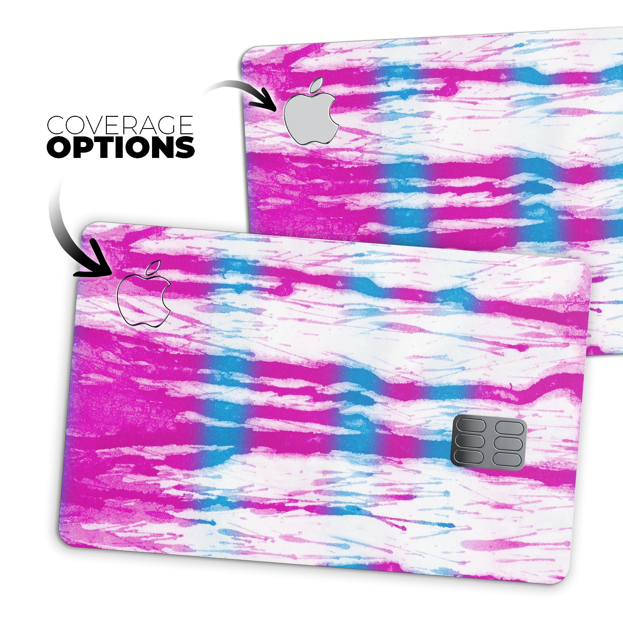 Running Blue and Pink WaterColor Paint decal for Apple Card, showcasing vibrant colors and premium vinyl material.