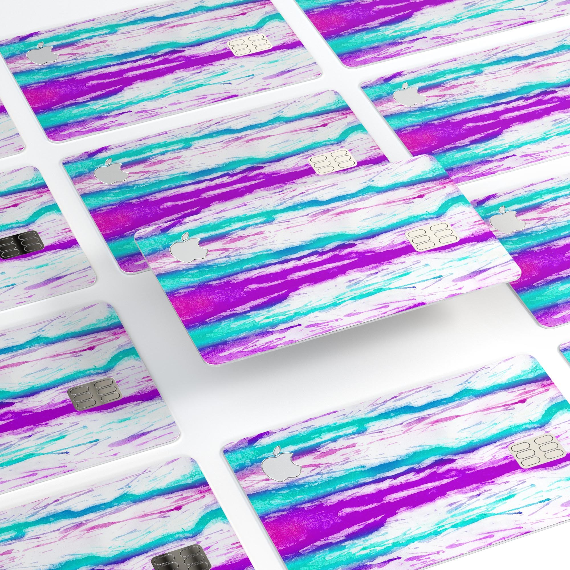 Running Purple and Teal WaterColor Paint decal for Apple Card, showcasing vibrant colors and premium vinyl material.