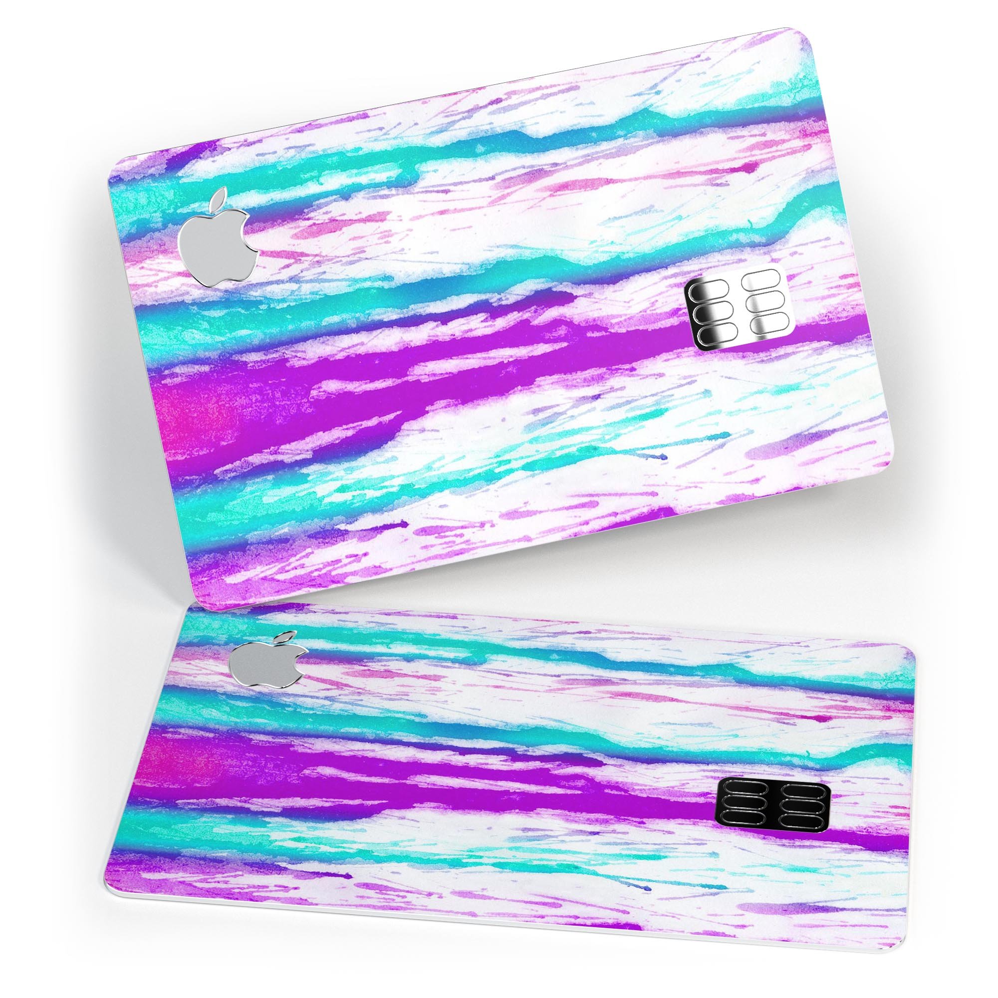 Running Purple and Teal WaterColor Paint decal for Apple Card, showcasing vibrant colors and premium vinyl material.