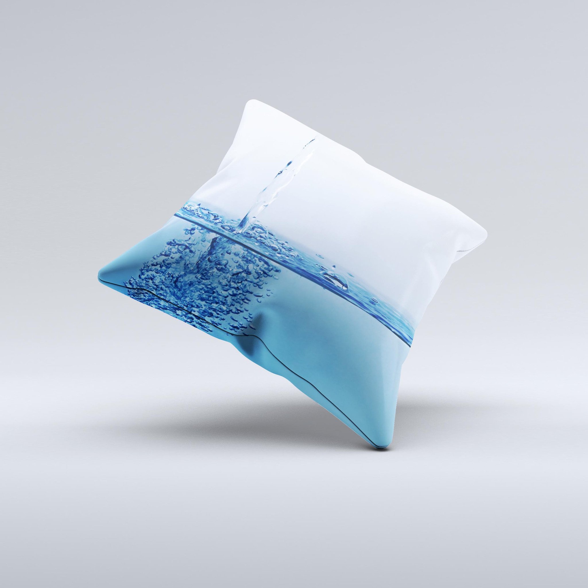 A beautifully crafted Running Water Spicket Ink-Fuzed Decorative Throw Pillow featuring unique hand-produced graphics, made from high-quality fabric.