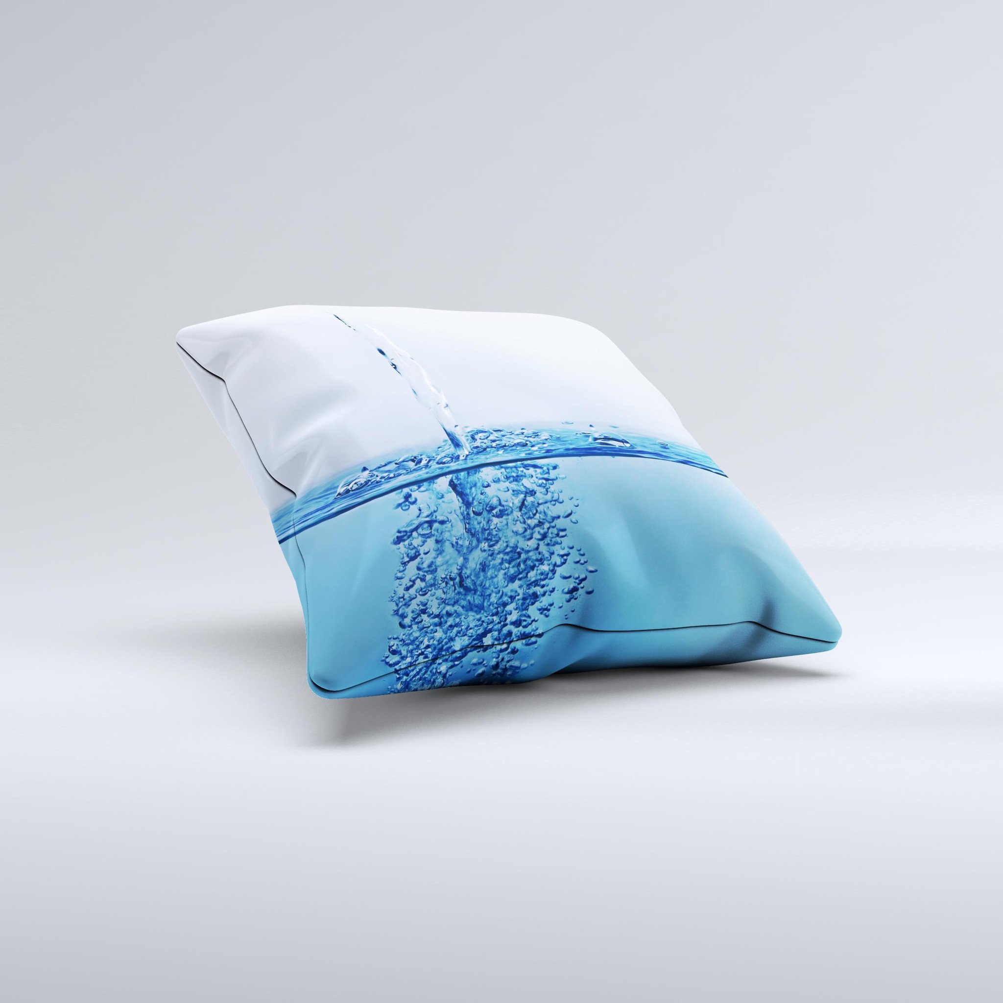 A beautifully crafted Running Water Spicket Ink-Fuzed Decorative Throw Pillow featuring unique hand-produced graphics, made from high-quality fabric.