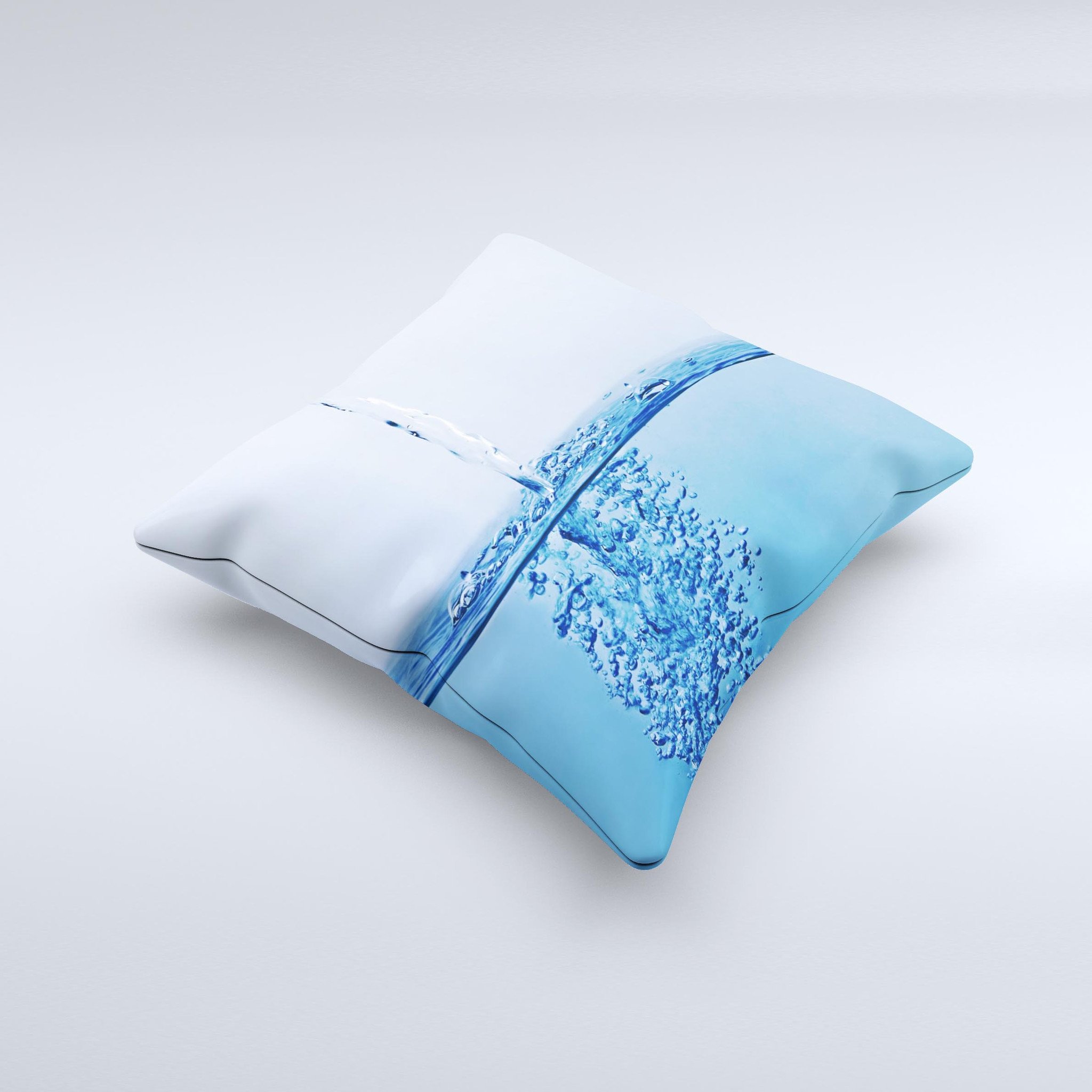 A beautifully crafted Running Water Spicket Ink-Fuzed Decorative Throw Pillow featuring unique hand-produced graphics, made from high-quality fabric.