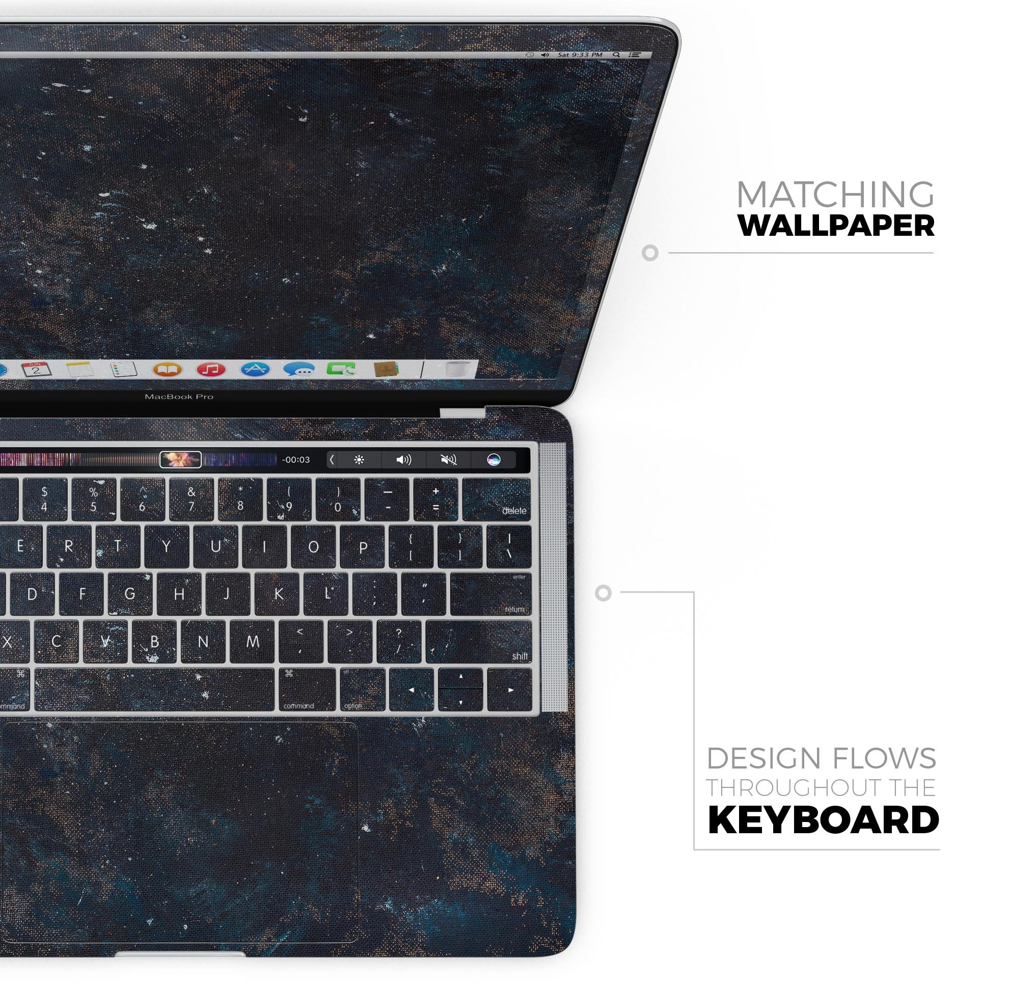 Rustic Textured Surface V1 skin decal wrap kit for Apple MacBook, showcasing a stylish design and premium vinyl material.