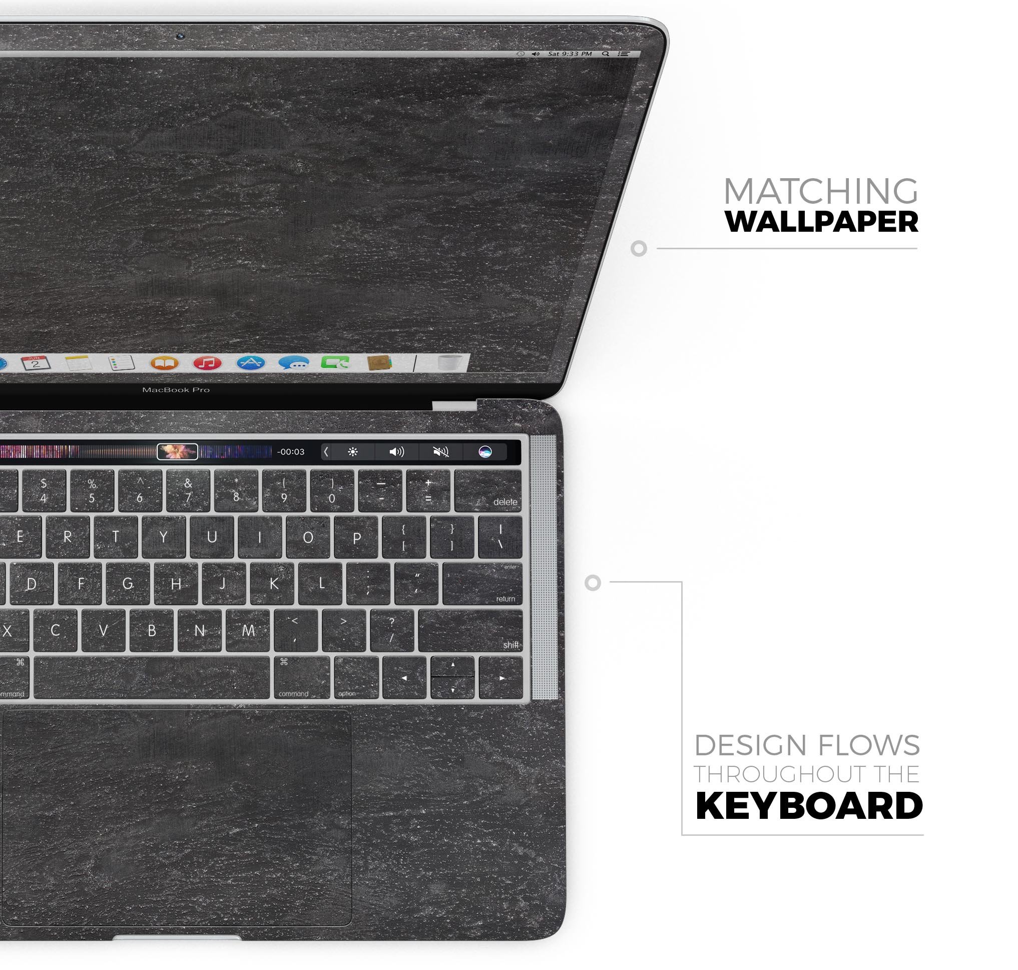 Rustic Textured Surface V2 skin decal wrap kit for MacBook, showcasing its premium vinyl material and stylish design.