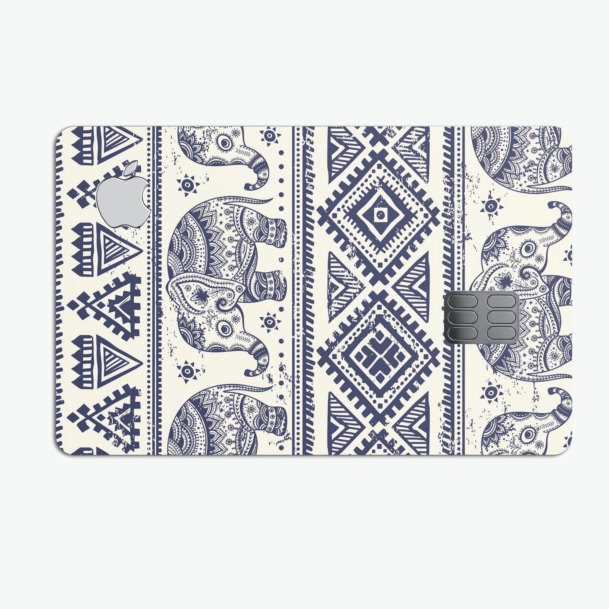 Sacred Elephant Pattern decal skin for Apple Card, showcasing vibrant design and premium quality.