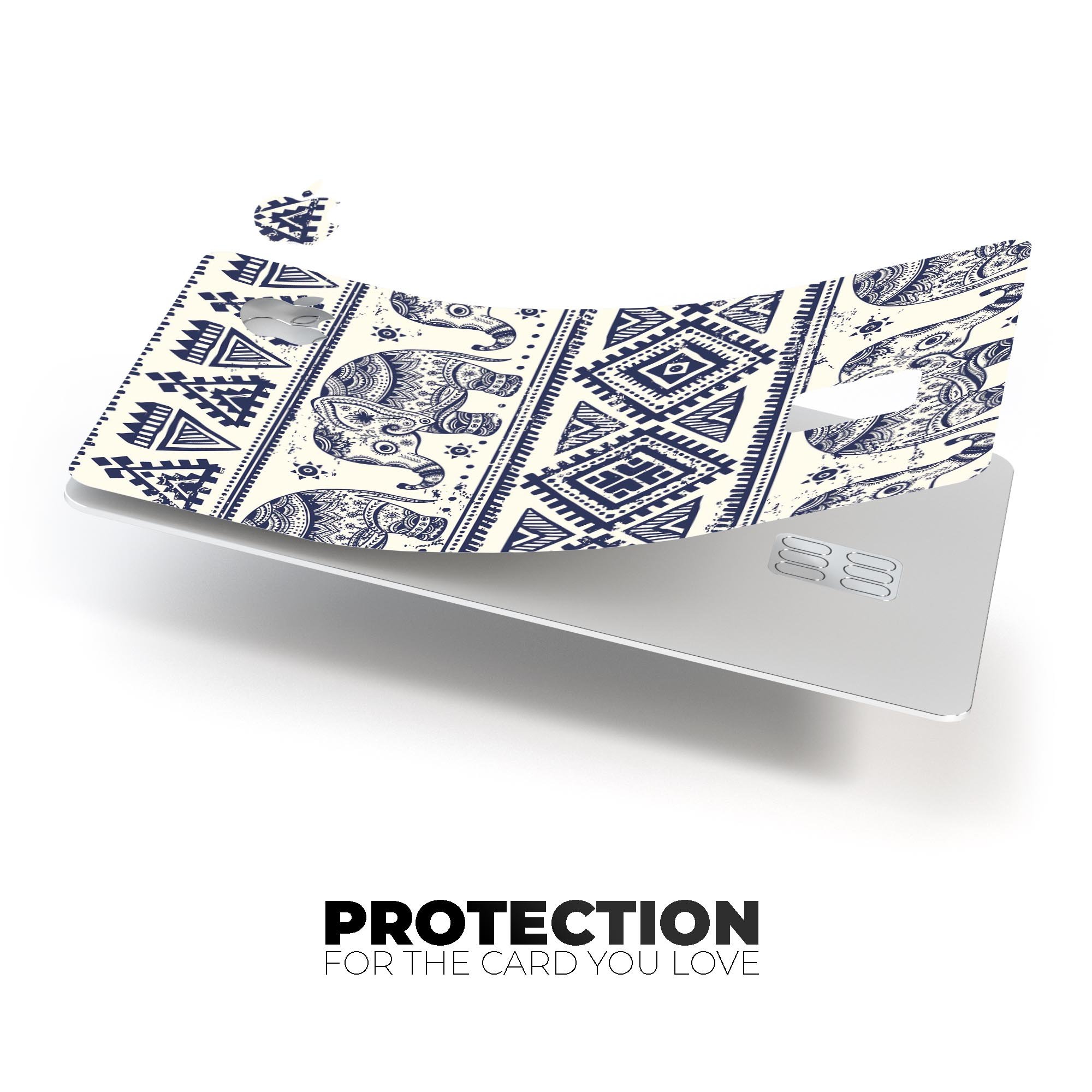 Sacred Elephant Pattern decal skin for Apple Card, showcasing vibrant design and premium quality.