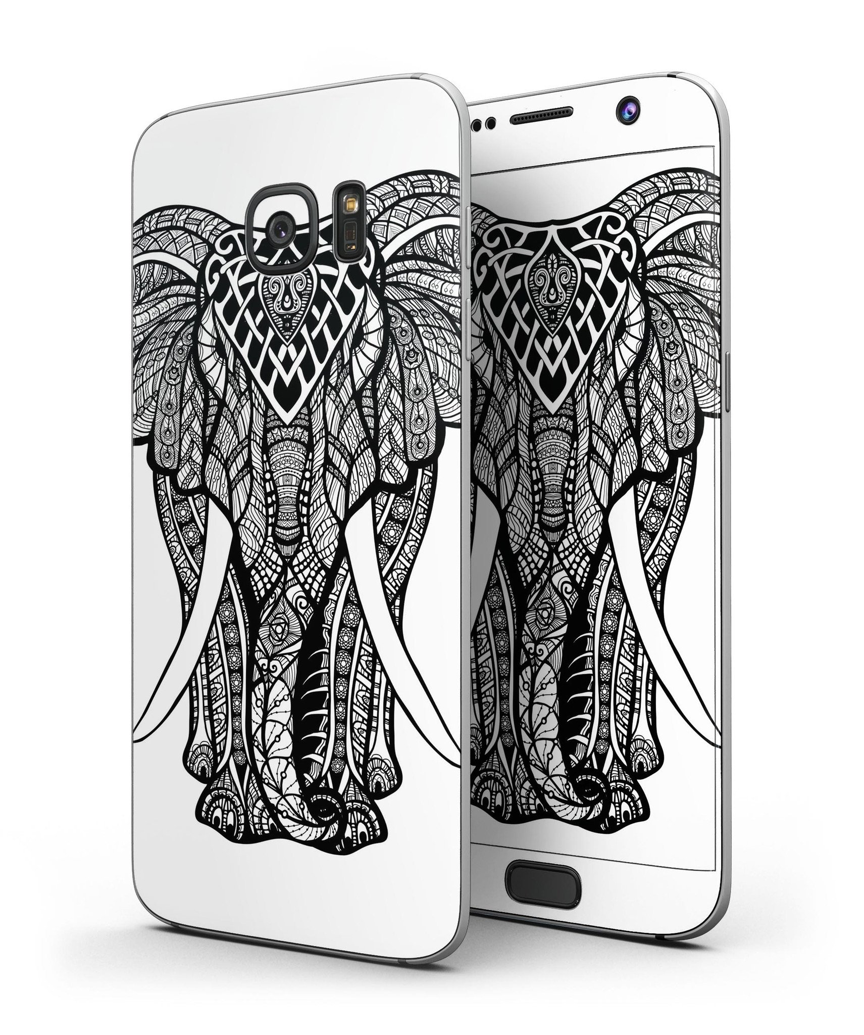 Sacred Ornate Elephant skin kit for Samsung Galaxy S7, showcasing intricate design and premium vinyl material.