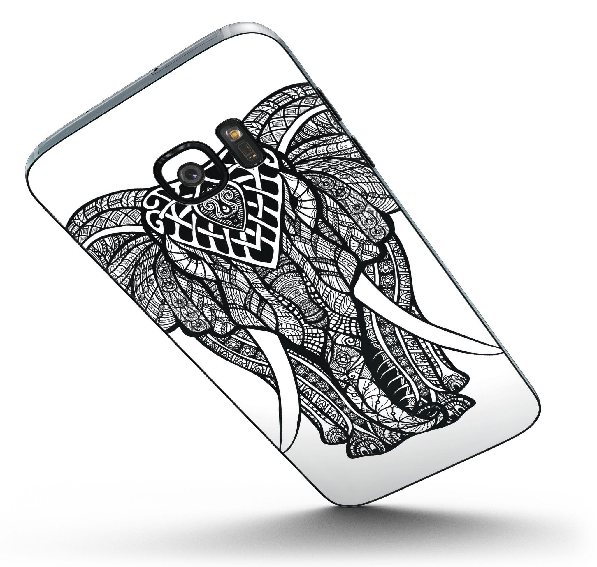 Sacred Ornate Elephant skin kit for Samsung Galaxy S7, showcasing intricate design and premium vinyl material.