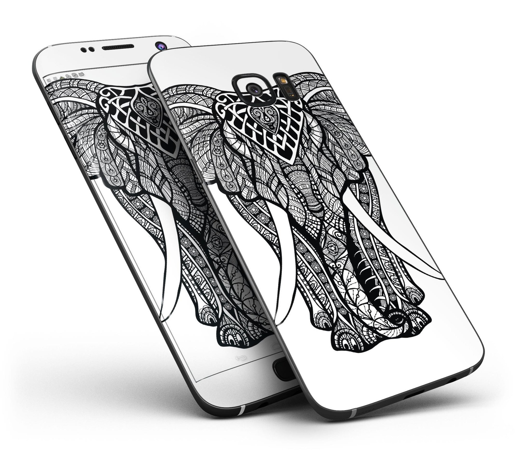 Sacred Ornate Elephant skin kit for Samsung Galaxy S7, showcasing intricate design and premium vinyl material.